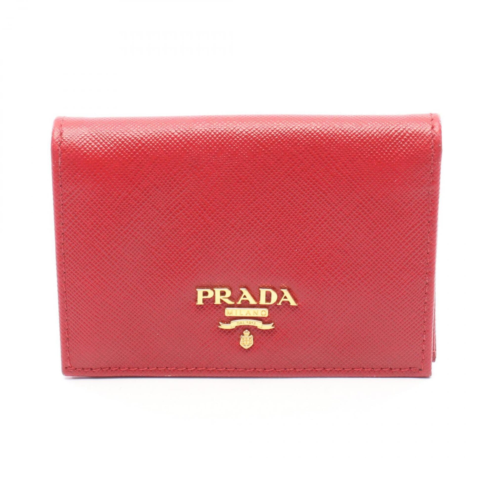 Prada Red Color Saffiano Wallet (Bi-Fold) (Pre-Owned)