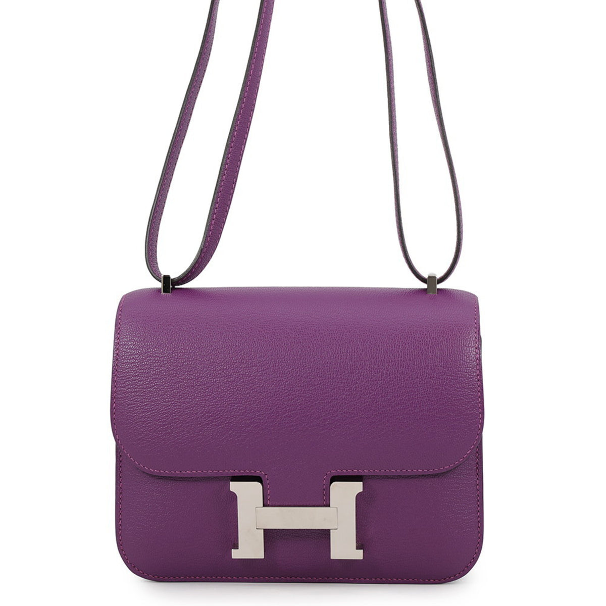 Hermes Constance Anemone Cassis Chevre Myzore Leather Handbag Shoulder Bag (Pre-Owned)