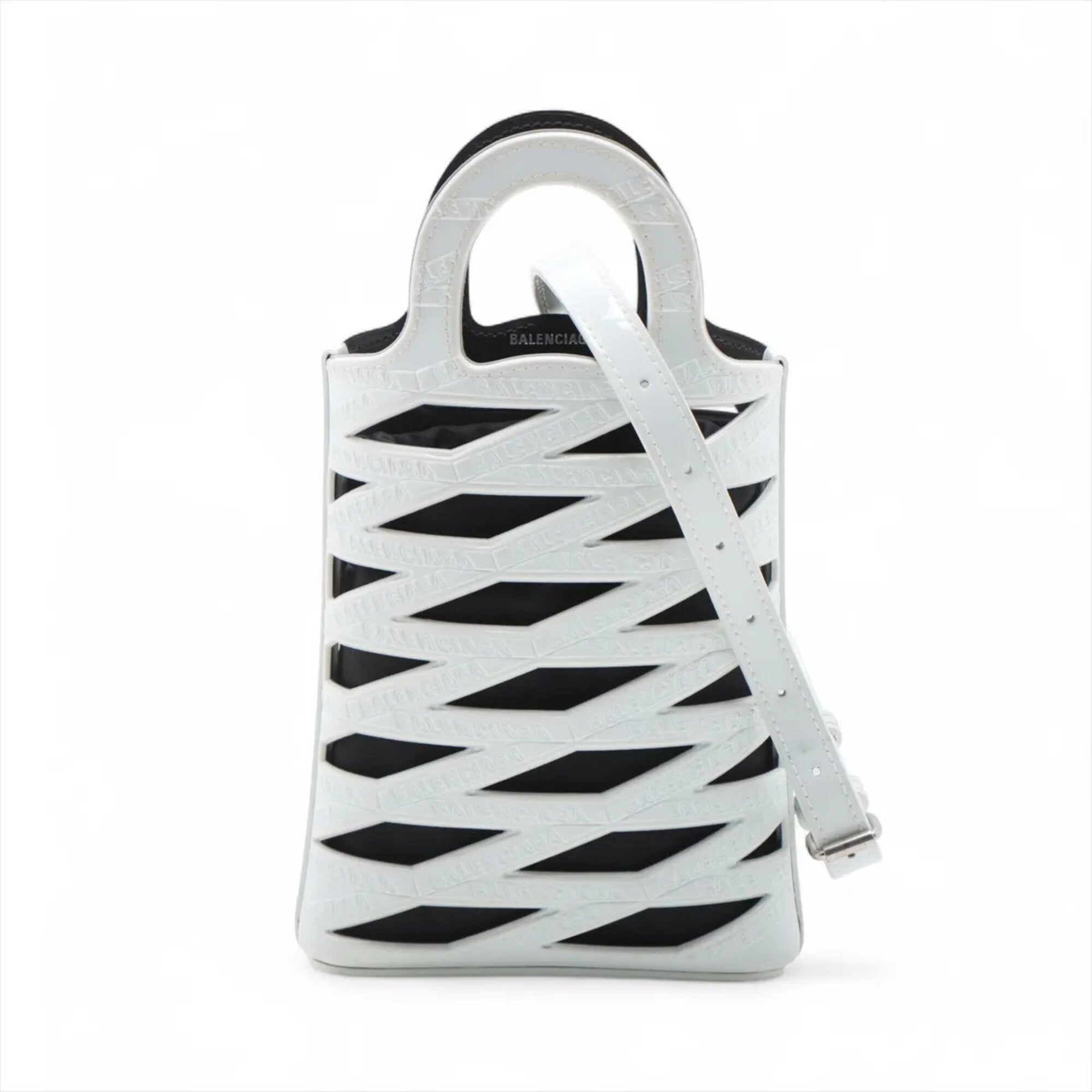 Balenciaga White Leather Basket Handbag Shoulder Bag (Pre-Owned)