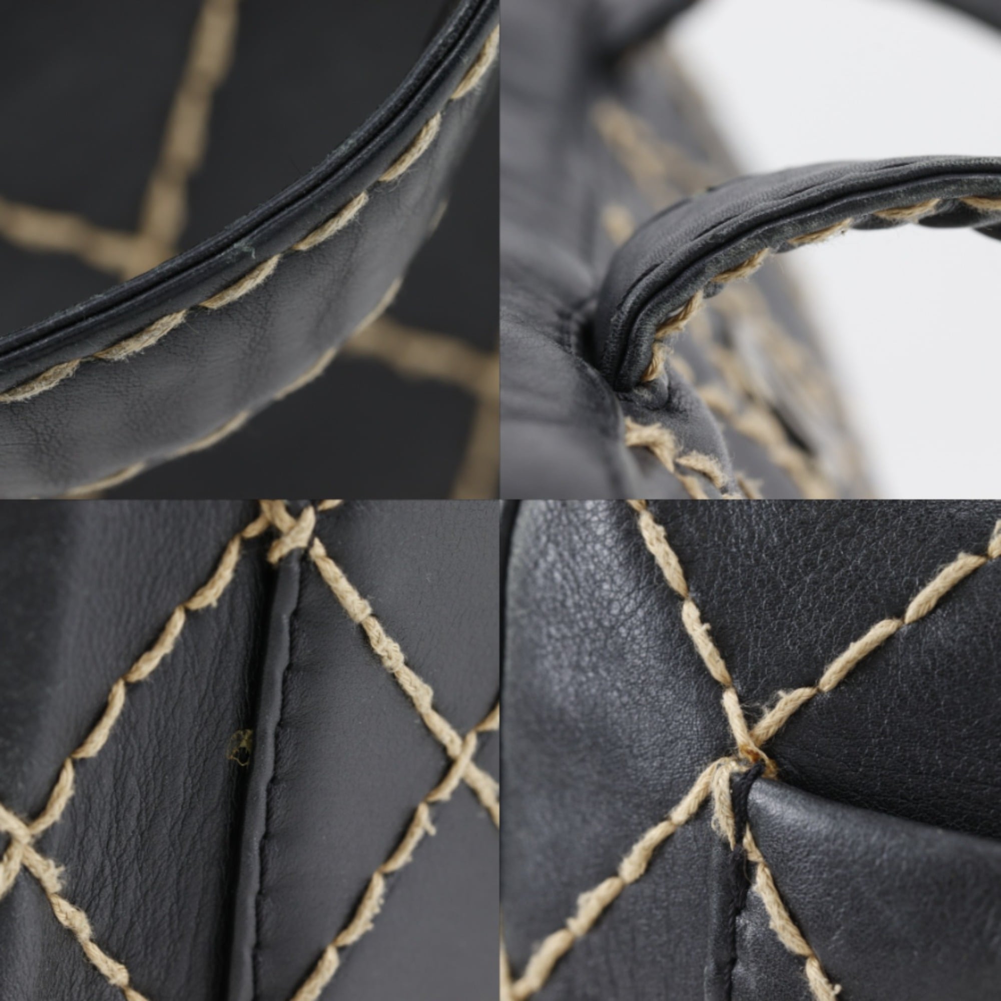 Chanel Wild Stitch Black Leather Handbag (Pre-Owned)