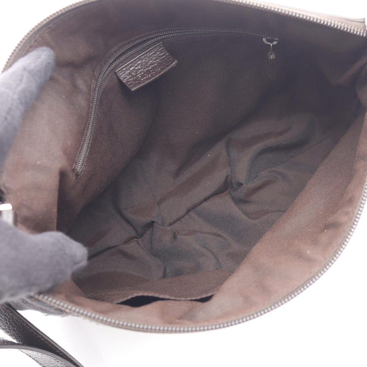 Gucci Black Brown Canvas Leather Handbag Shoulder Bag (Pre-Owned)