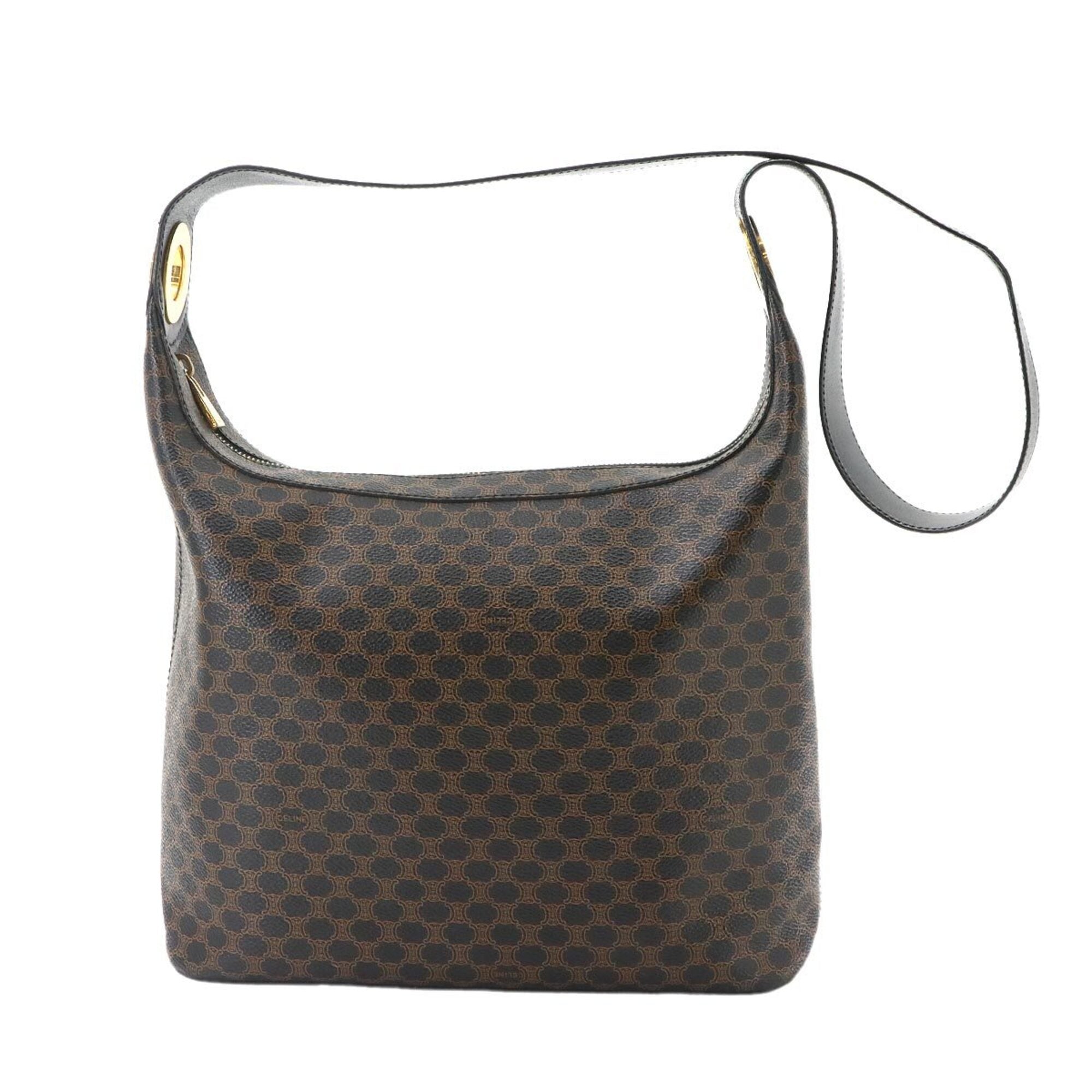 Celine Macadam Black Brown Pvc Leather Handbag Shoulder Bag (Pre-Owned)