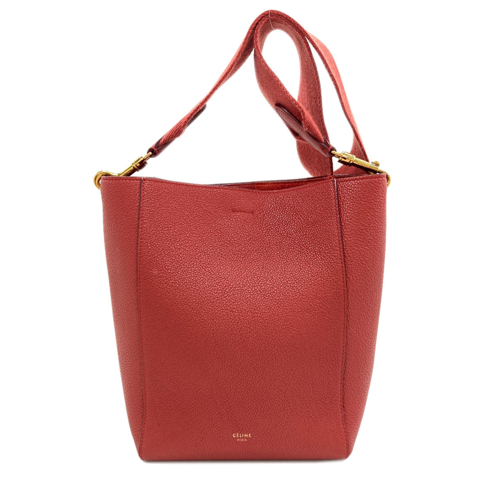 Celine Red Color Leather Shoulder Bag (Pre-Owned)
