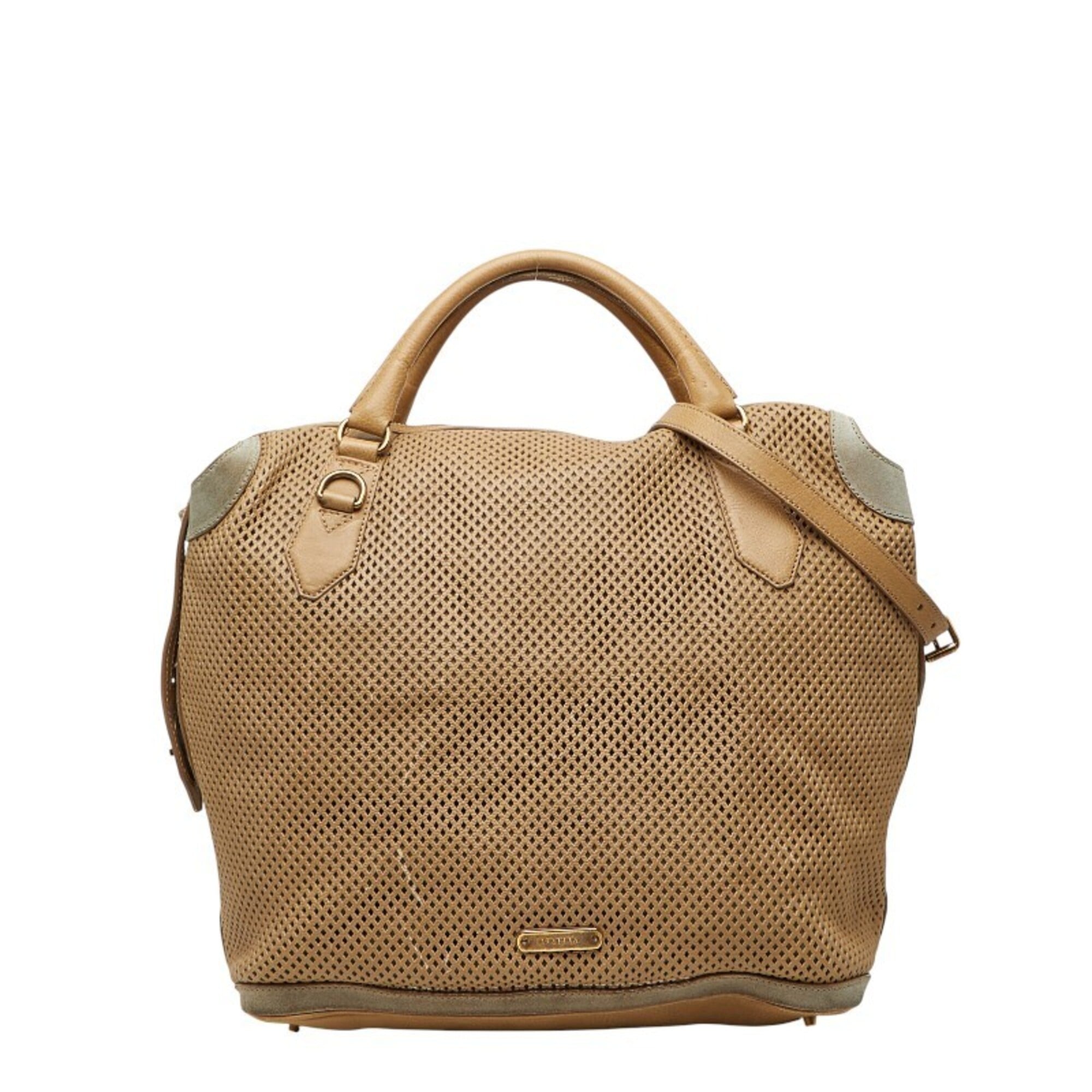 Burberry Beige Leather Handbag Shoulder Bag (Pre-Owned)