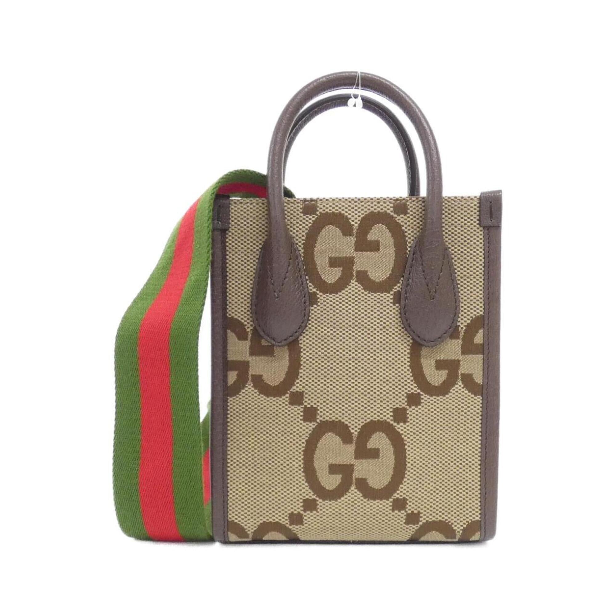 Gucci Brown Camel Gg Canvas Leather Handbag (Pre-Owned)