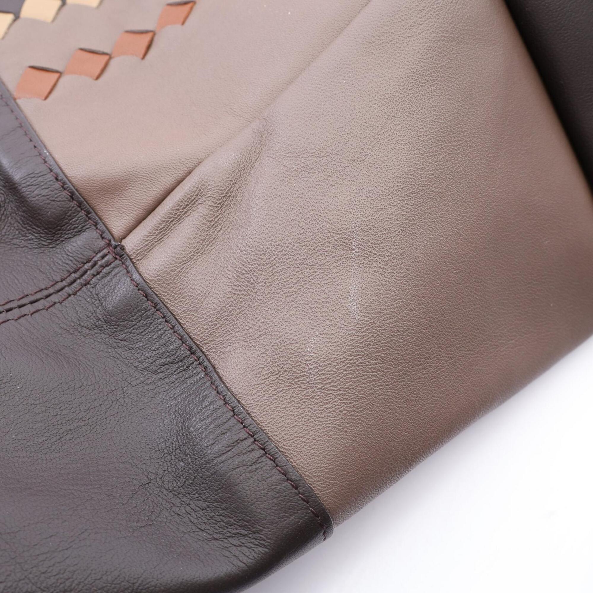 Bottega Veneta Intrecciato Brown Gray Multi-Color Leather Backpack (Pre-Owned)