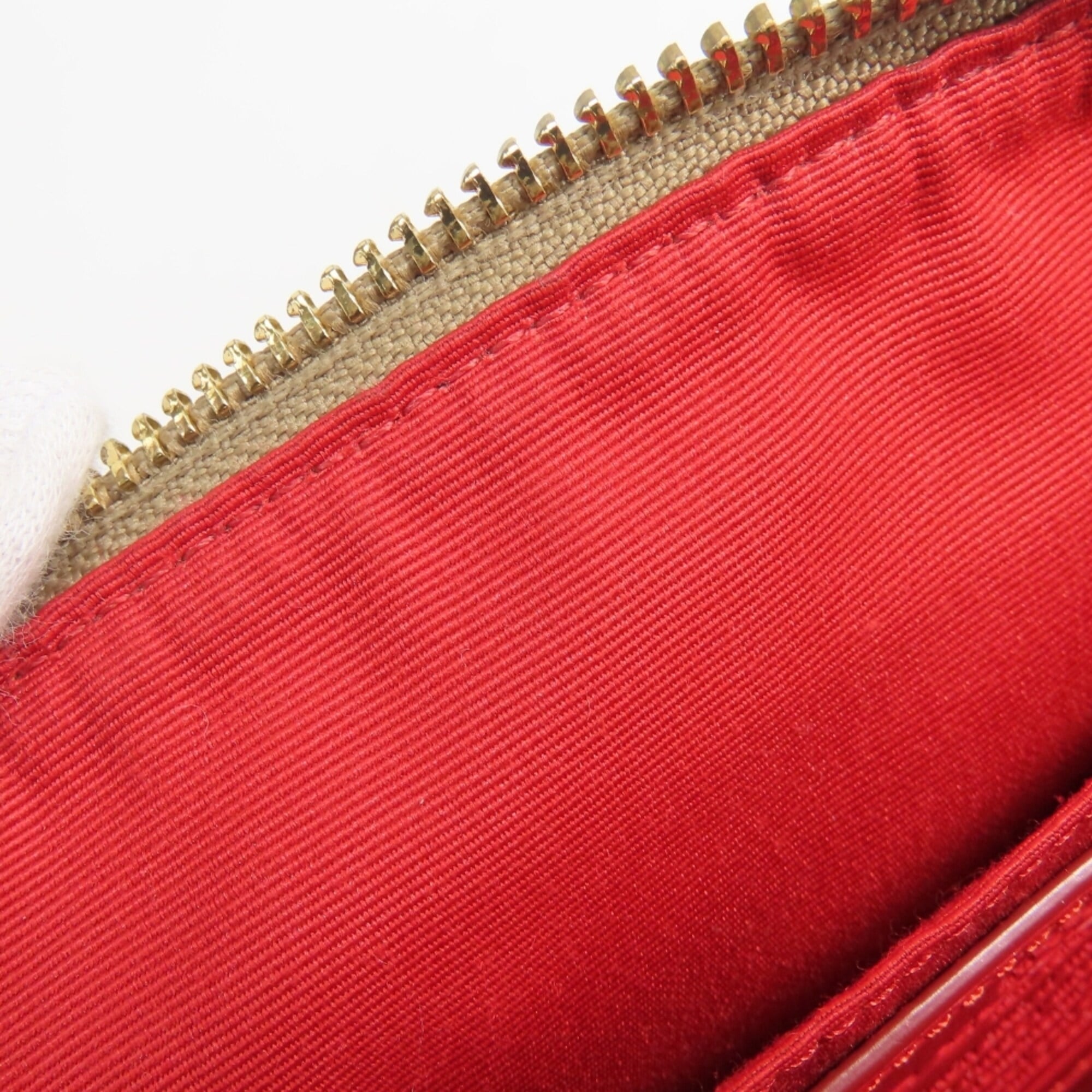Coach Signature Beige Red Color Canvas Leather Shoulder Bag (Pre-Owned)