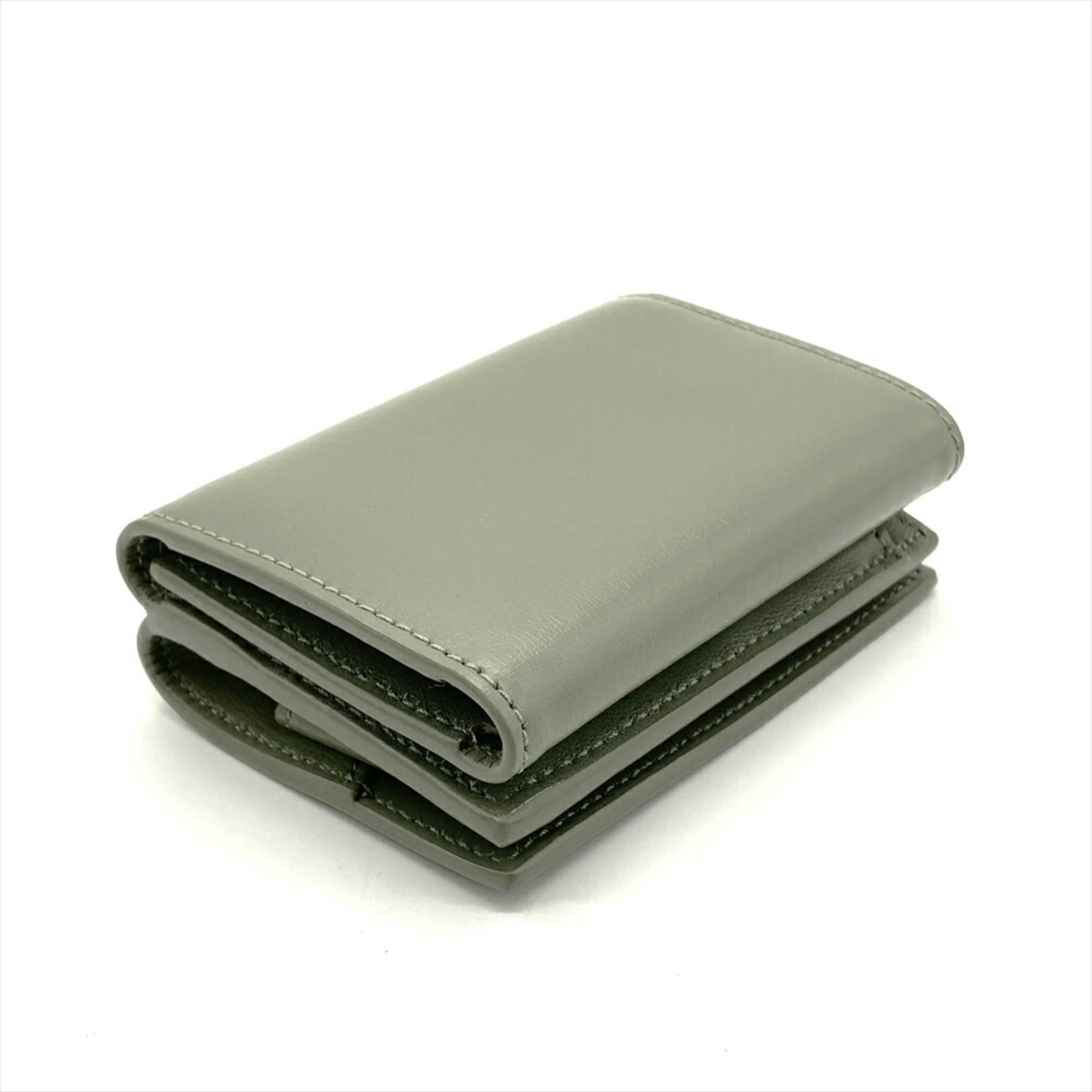Saint Laurent Khaki Leather Wallet (Tri-Fold) (Pre-Owned)