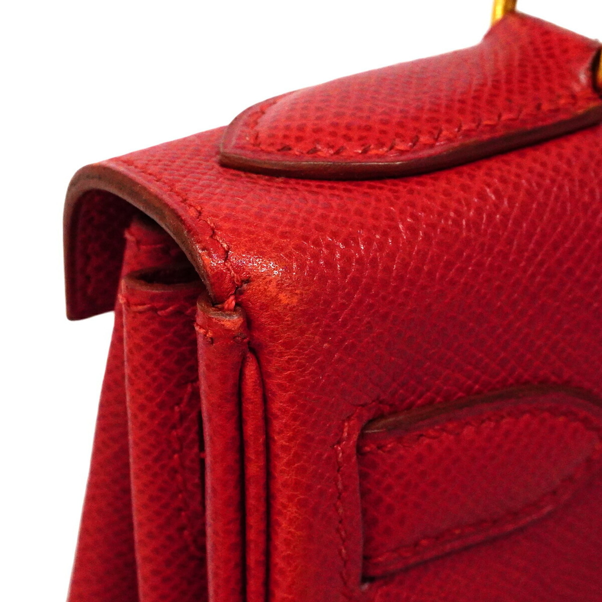 Hermes Rouge Vif Courchevel Leather Handbag (Pre-Owned)