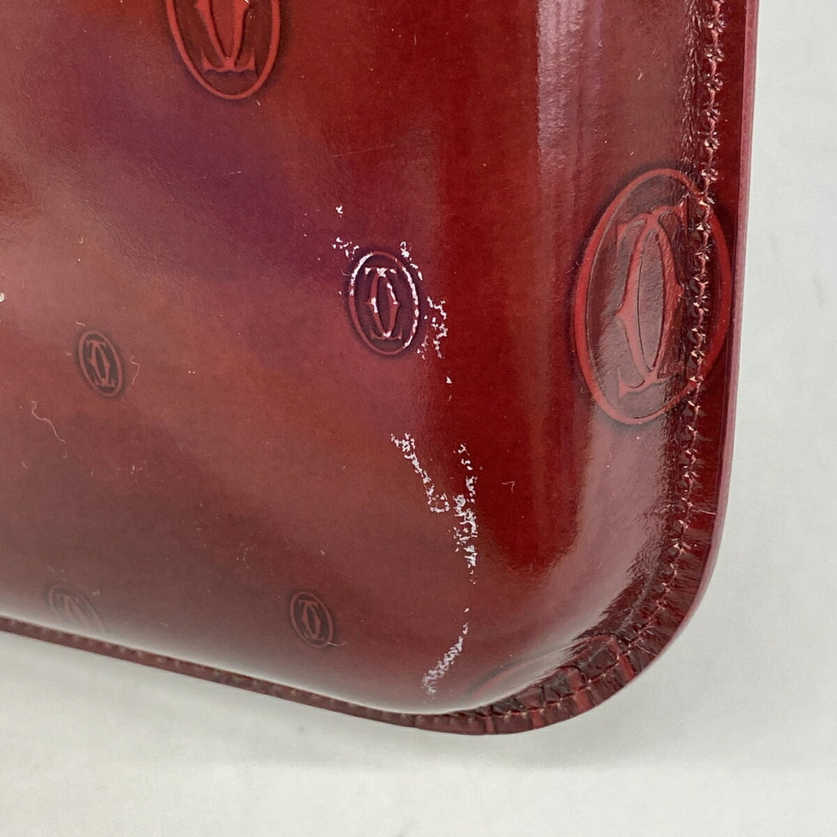 Cartier Bordeaux Patent Leather Handbag (Pre-Owned)