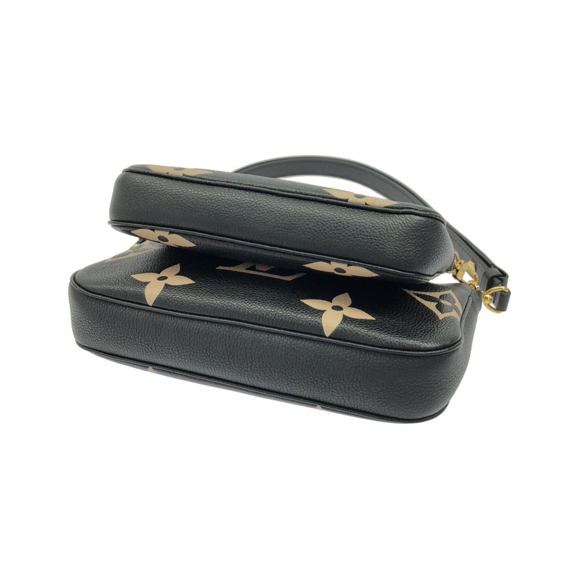 Louis Vuitton Beige Black Leather Pochette Shoulder Bag (Pre-Owned)