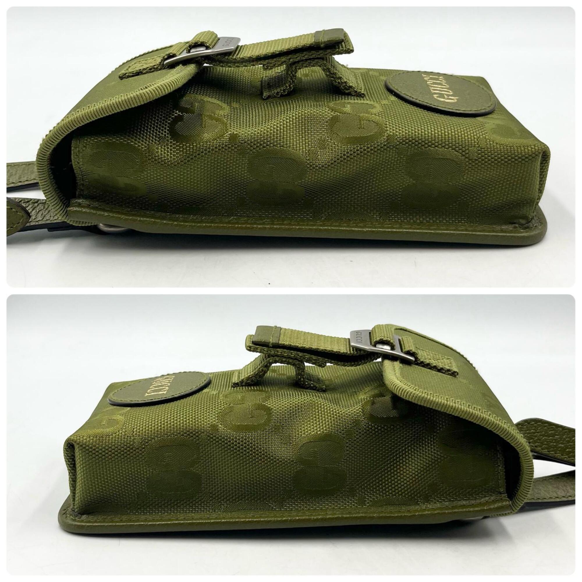 Gucci Green Leather Gg Canvas Shoulder Bag (Pre-Owned)
