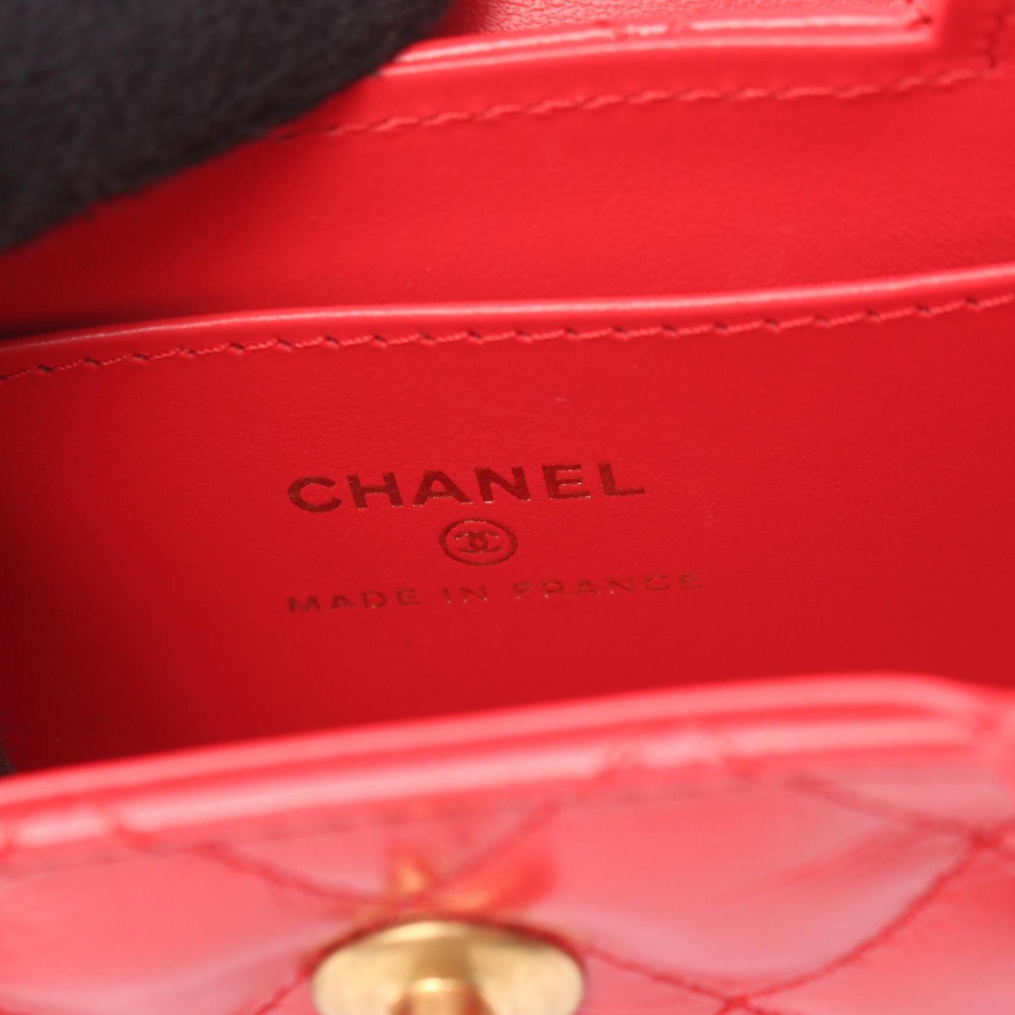 Chanel Red Color Patent Leather Handbag Shoulder Bag (Pre-Owned)