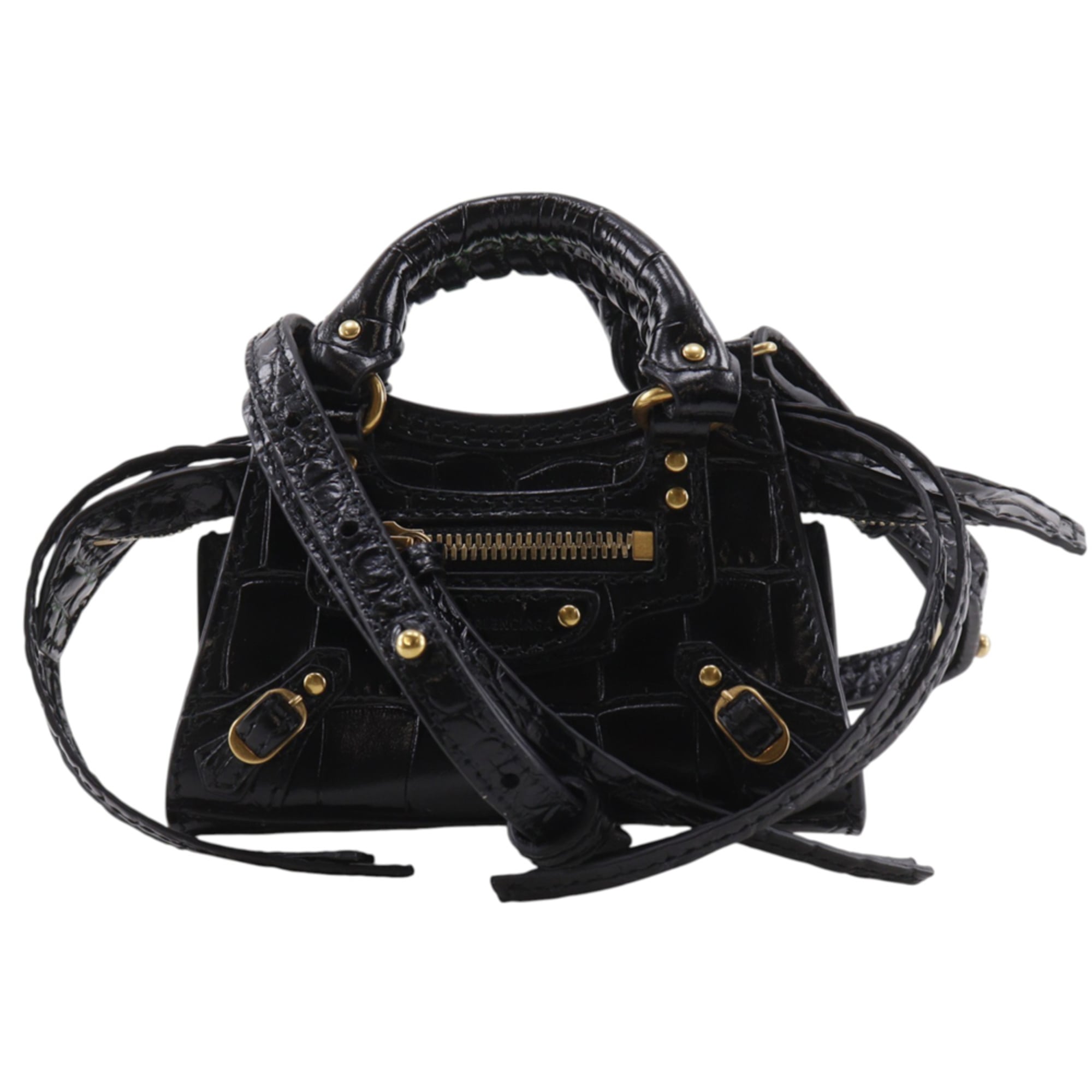Balenciaga Black Leather Pochette Shoulder Bag (Pre-Owned)