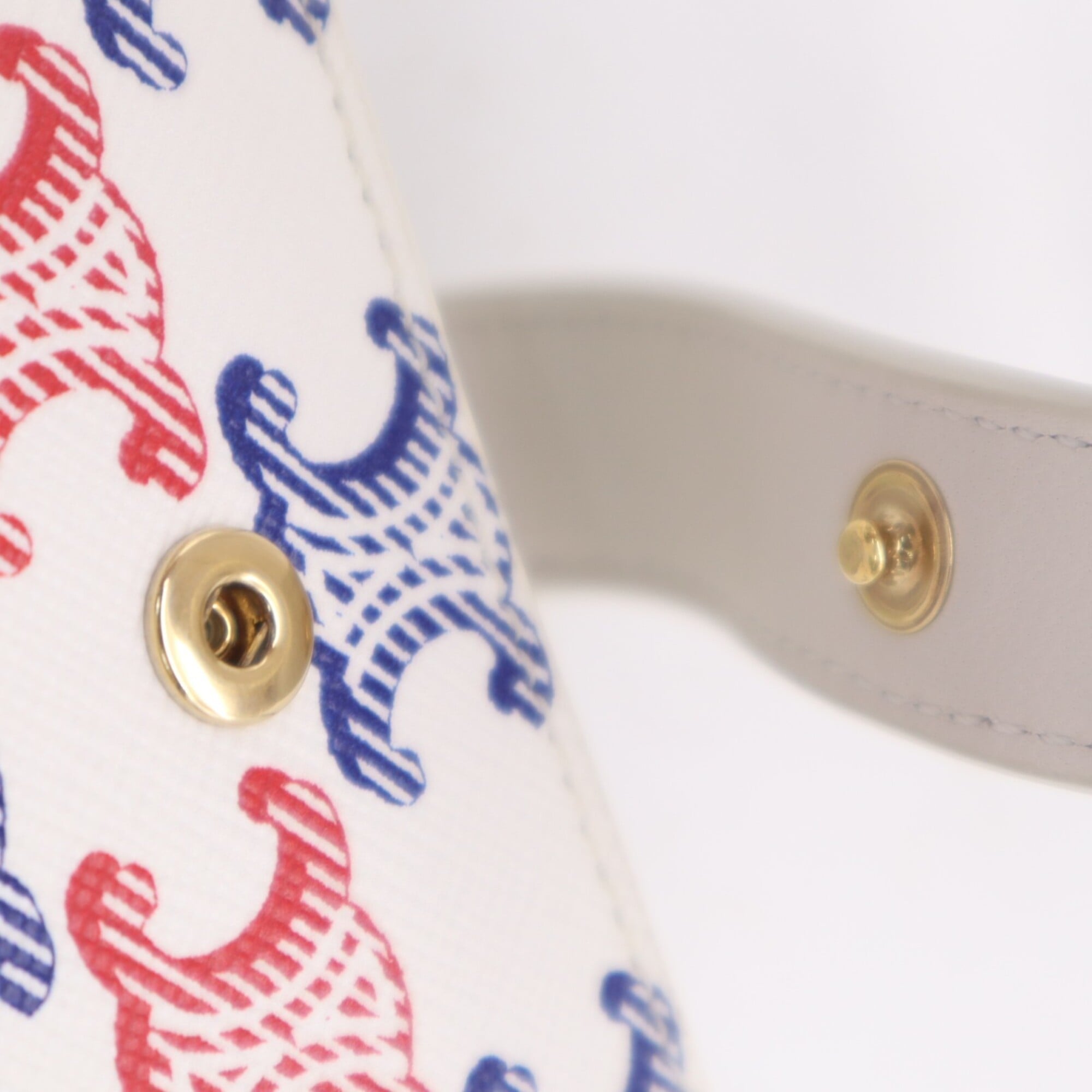 Celine Blue Red Color White Coated Canvas Leather Wallet (Bi-Fold) (Pre-Owned)