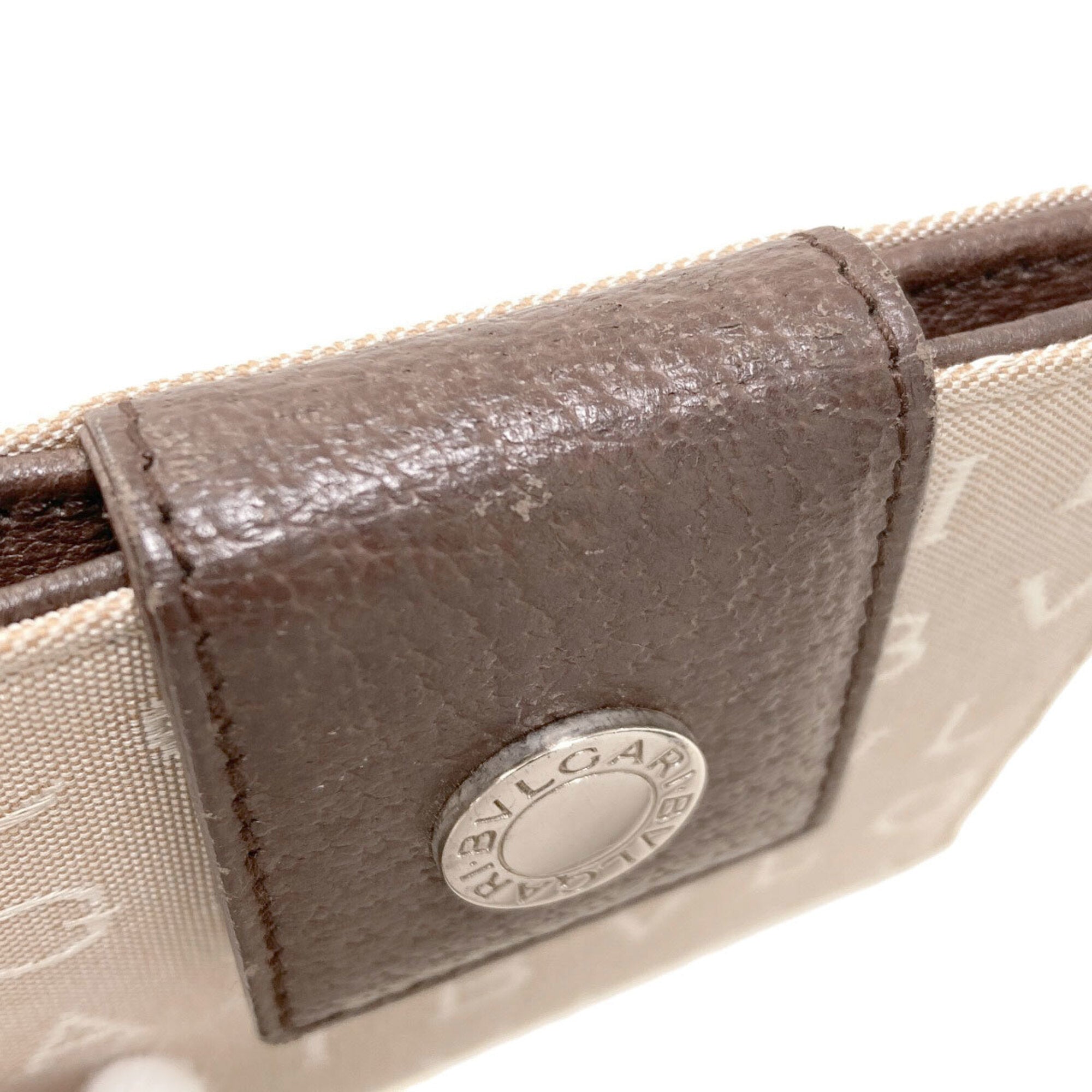 Bvlgari Logomania Brown Canvas Leather Wallet (Bi-Fold) (Pre-Owned)
