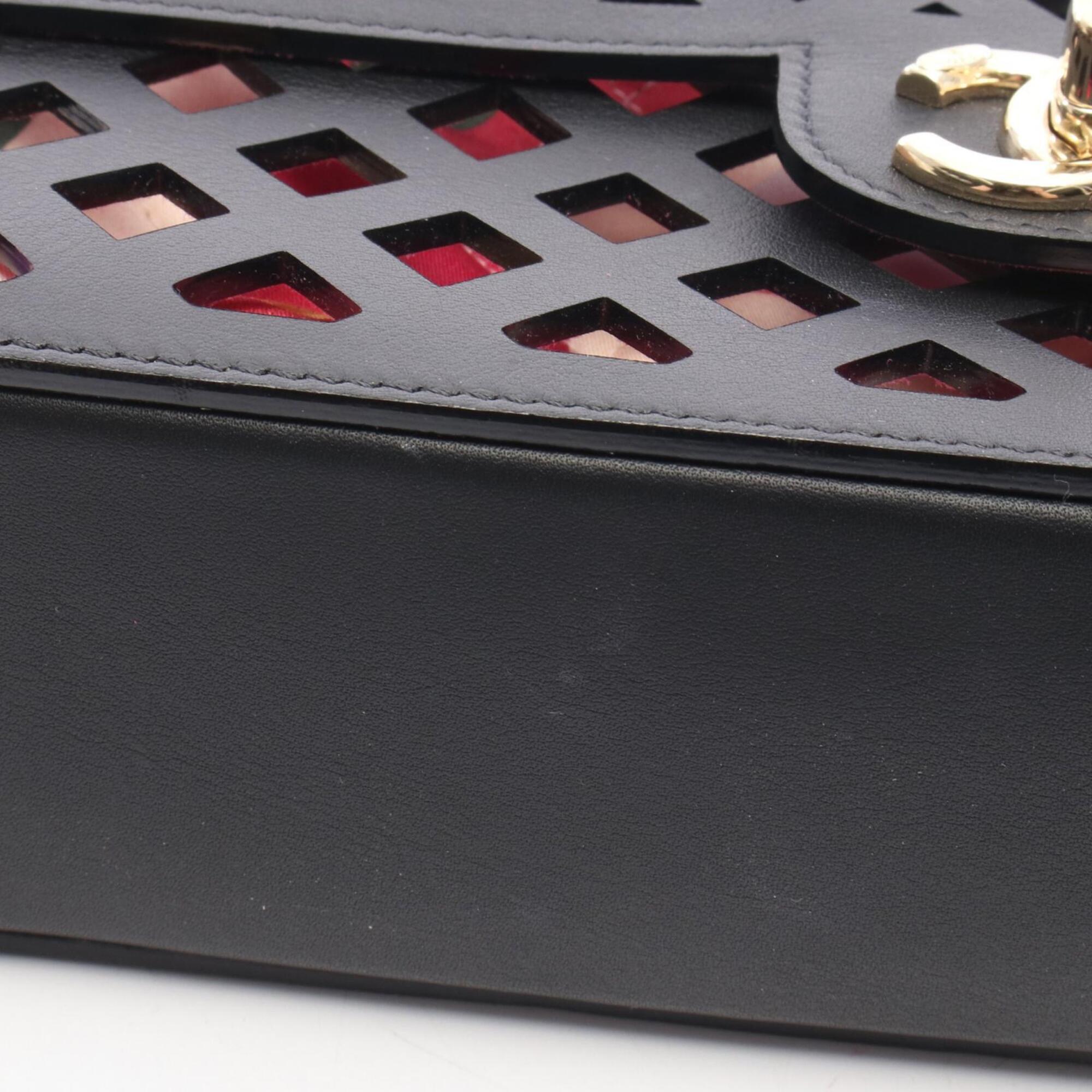 Chanel Black Leather Handbag Shoulder Bag (Pre-Owned)
