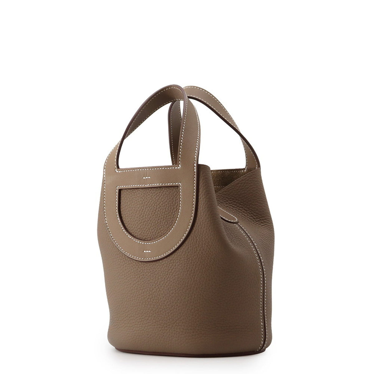 Hermes Etoupe Gray Taurillon Clemence Leather Swift Leather Tote Bag (Pre-Owned)
