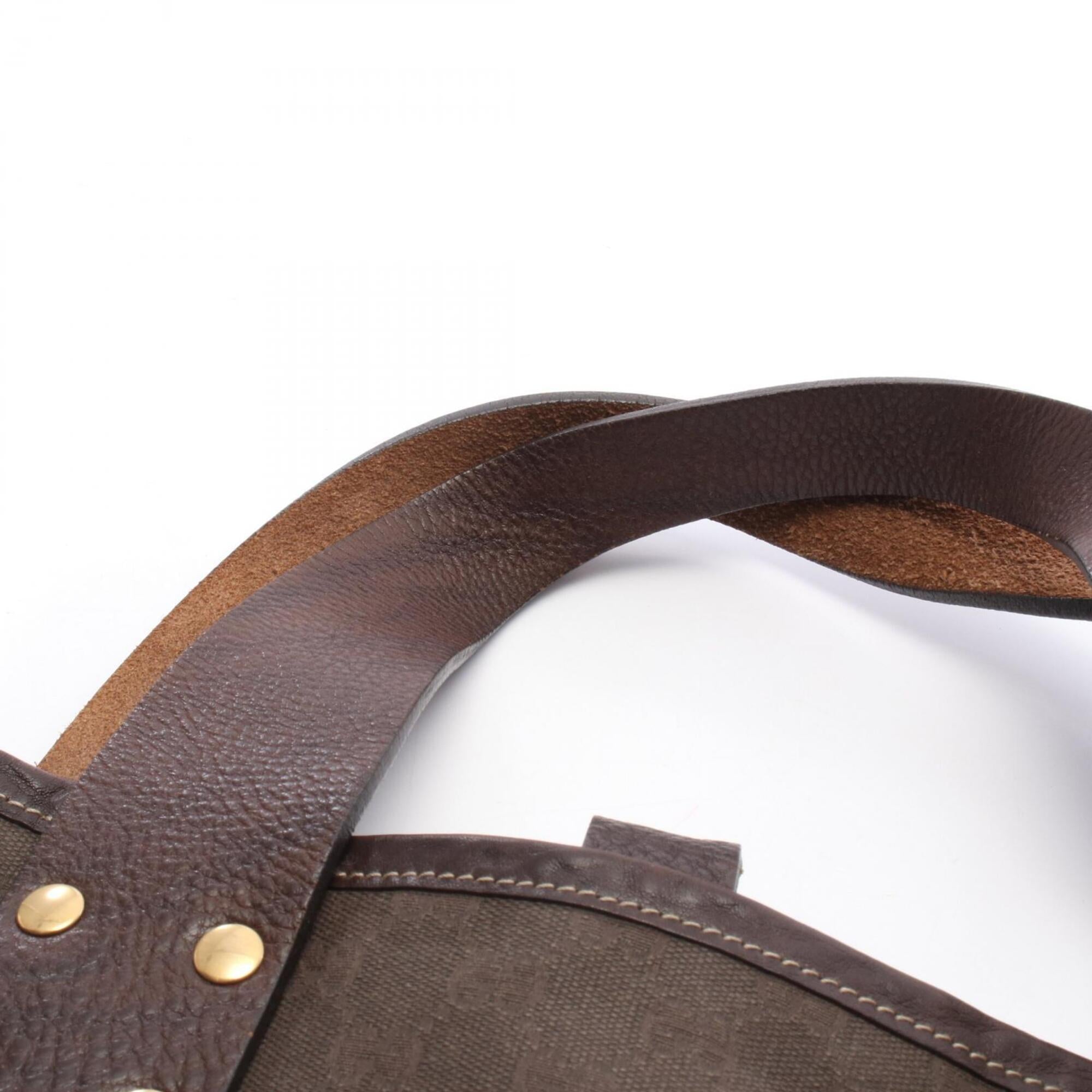 Gucci Brown Canvas Leather Handbag Tote Bag (Pre-Owned)