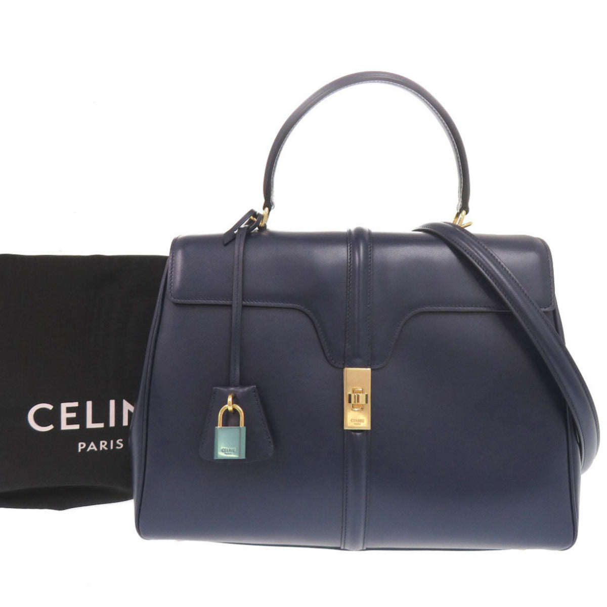 Celine Navy Leather Handbag Shoulder Bag (Pre-Owned)