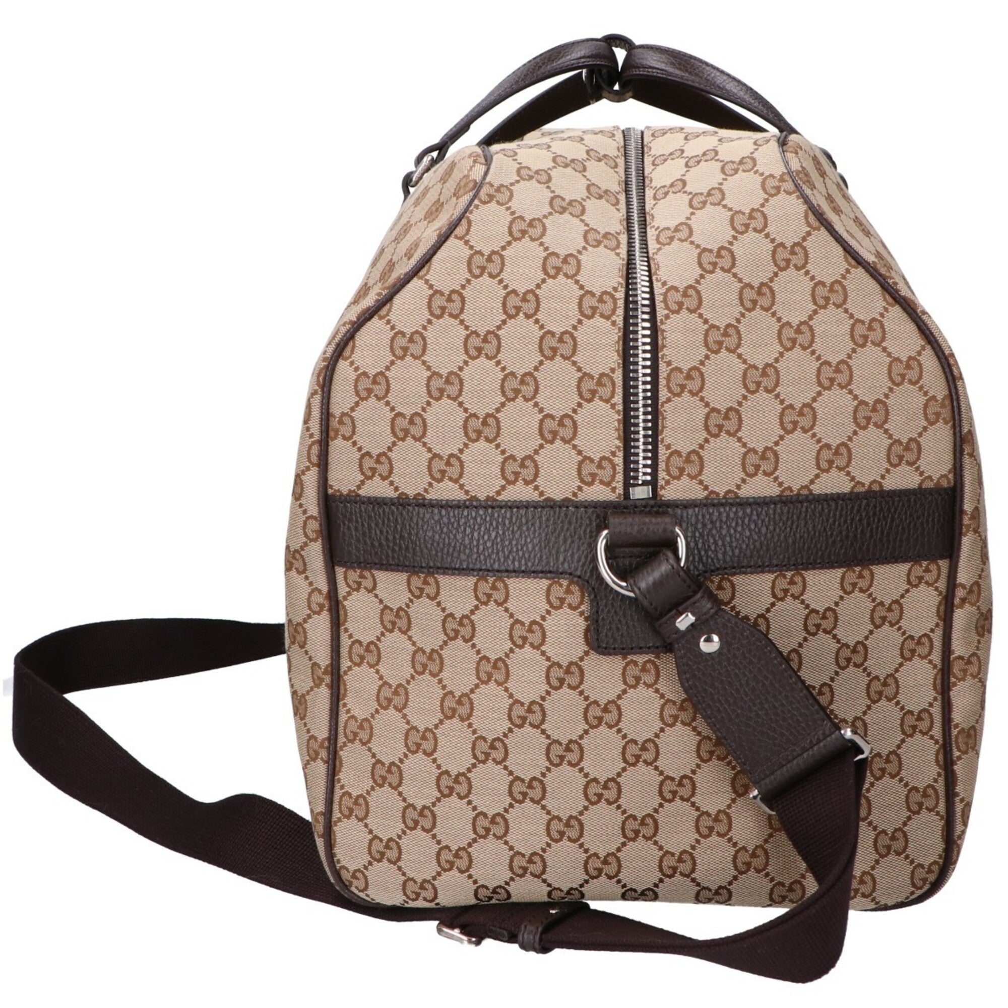 Gucci Beige Dark Brown Gg Canvas Boston Bag (Pre-Owned)