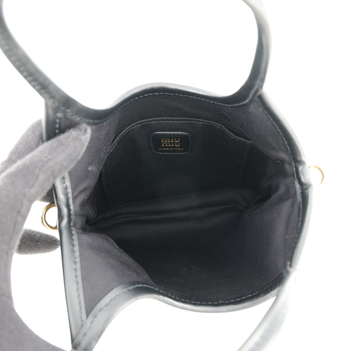 Miu Miu Black Green Multi-Color Fabric Leather Handbag (Pre-Owned)