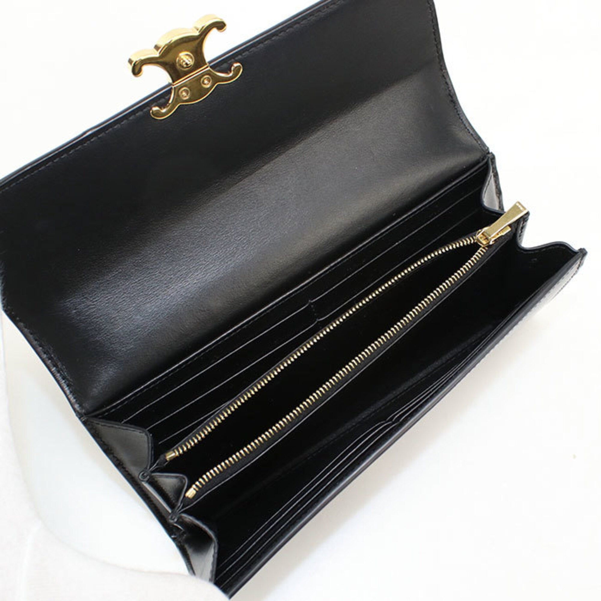 Celine Black Leather Long Wallet (Bi-Fold) (Pre-Owned)