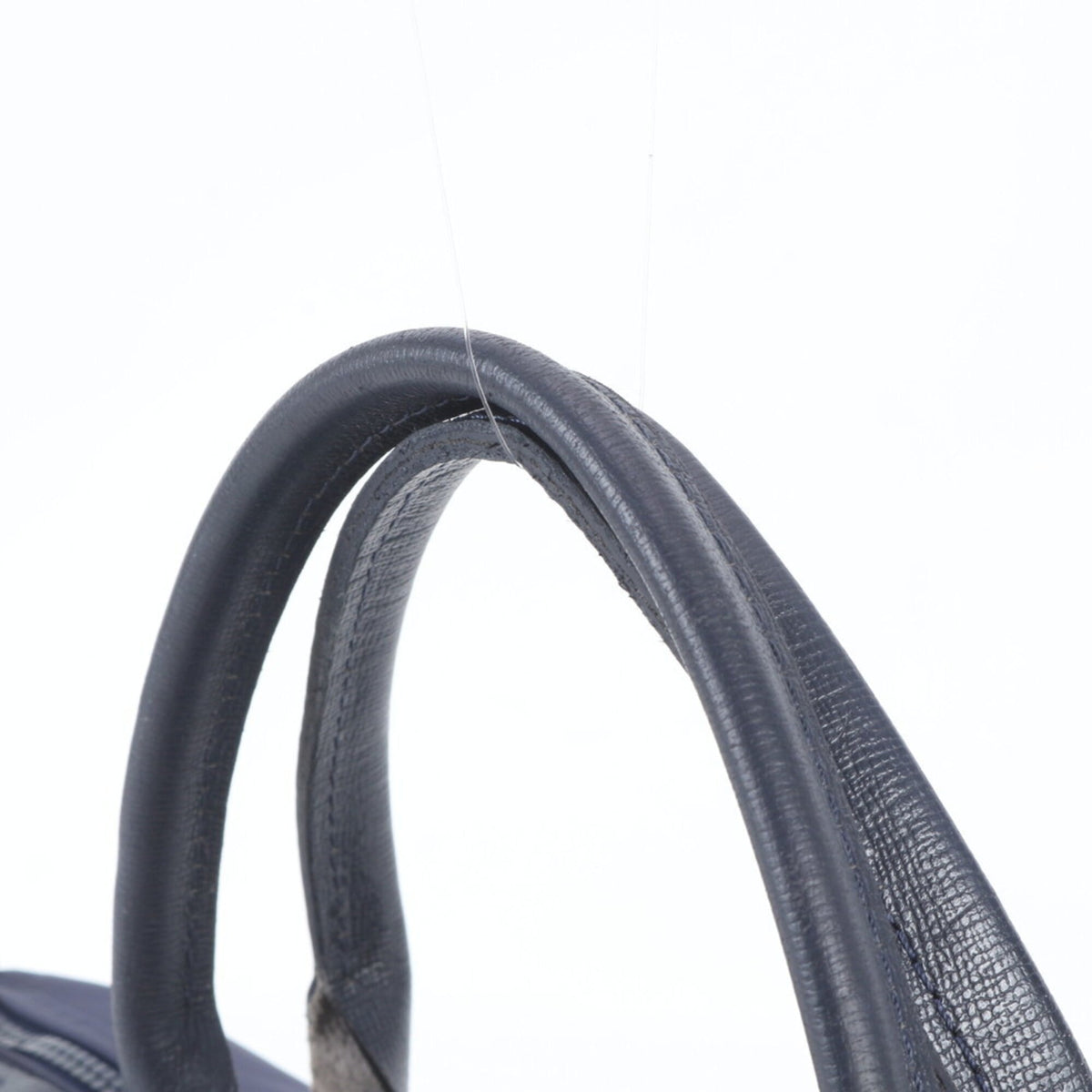 Longchamp Navy Leather Nylon Shoulder Bag Tote Bag (Pre-Owned)