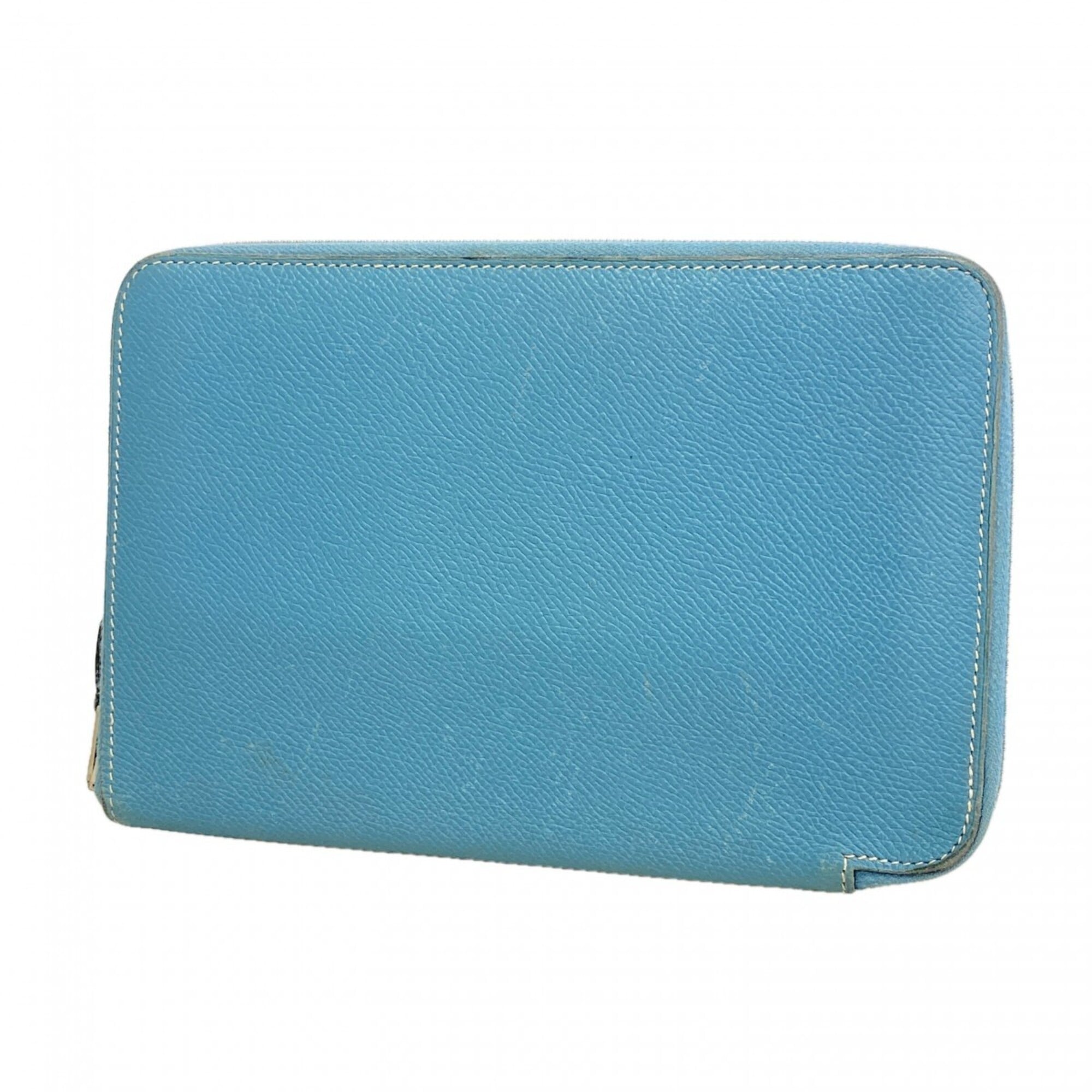 Hermes Blue Jean Epsom Leather Long Wallet (Bi-Fold) (Pre-Owned)