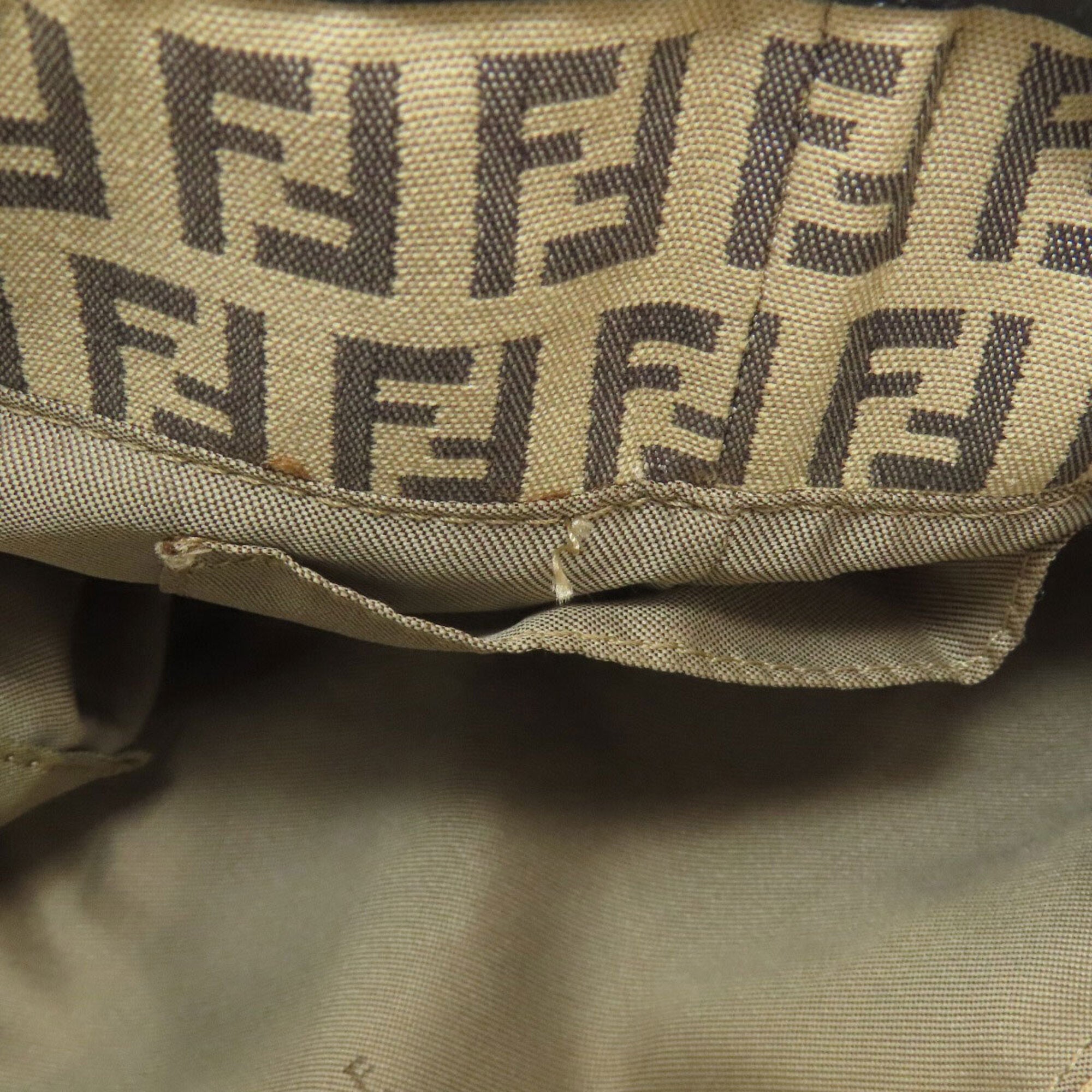 Fendi Zucca Beige Black Canvas Leather Tote Bag (Pre-Owned)