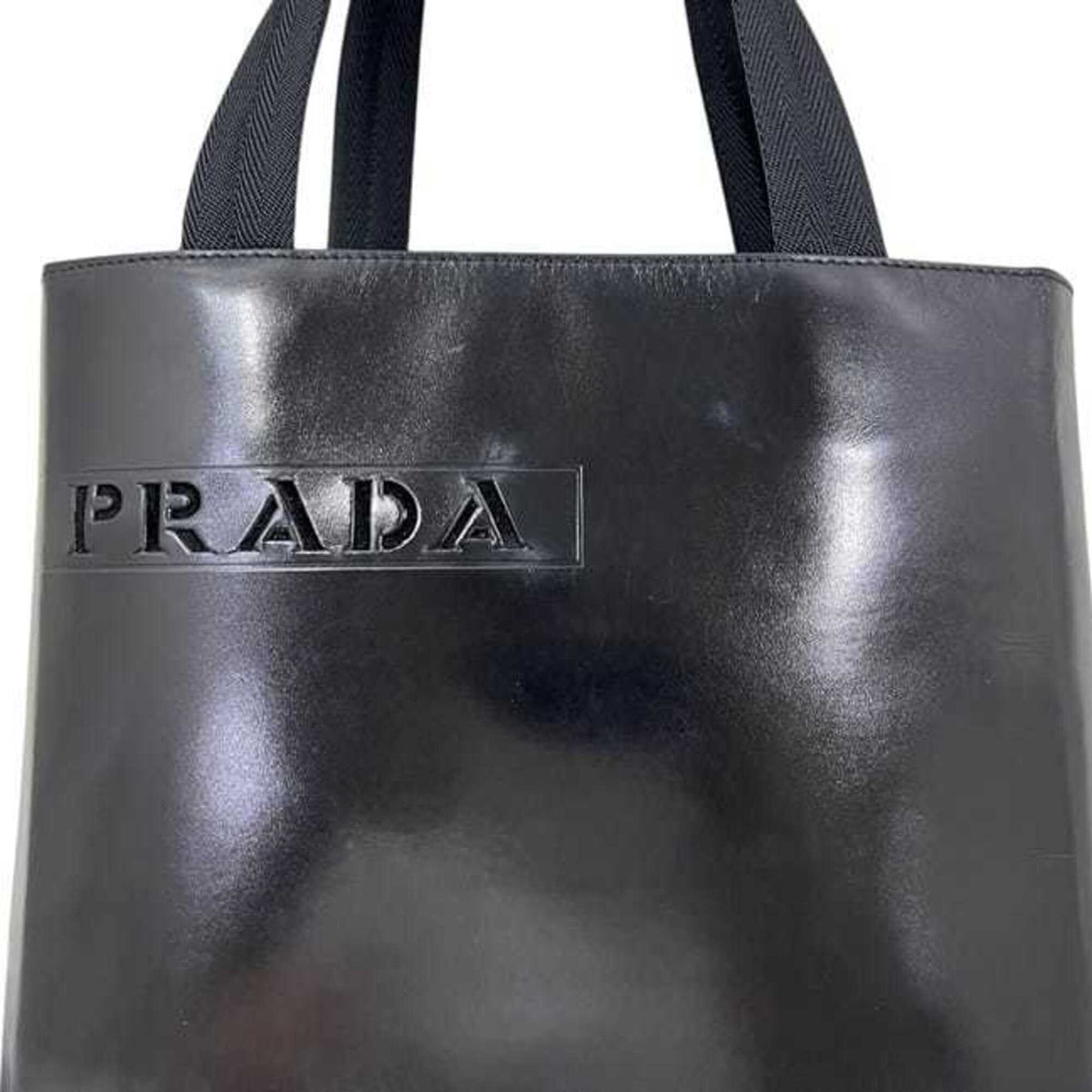 Prada Black Leather Handbag Tote Bag (Pre-Owned)