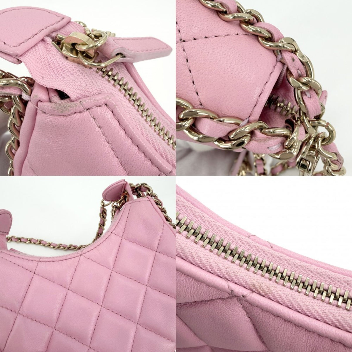 Chanel Pink Leather Pochette Shoulder Bag (Pre-Owned)