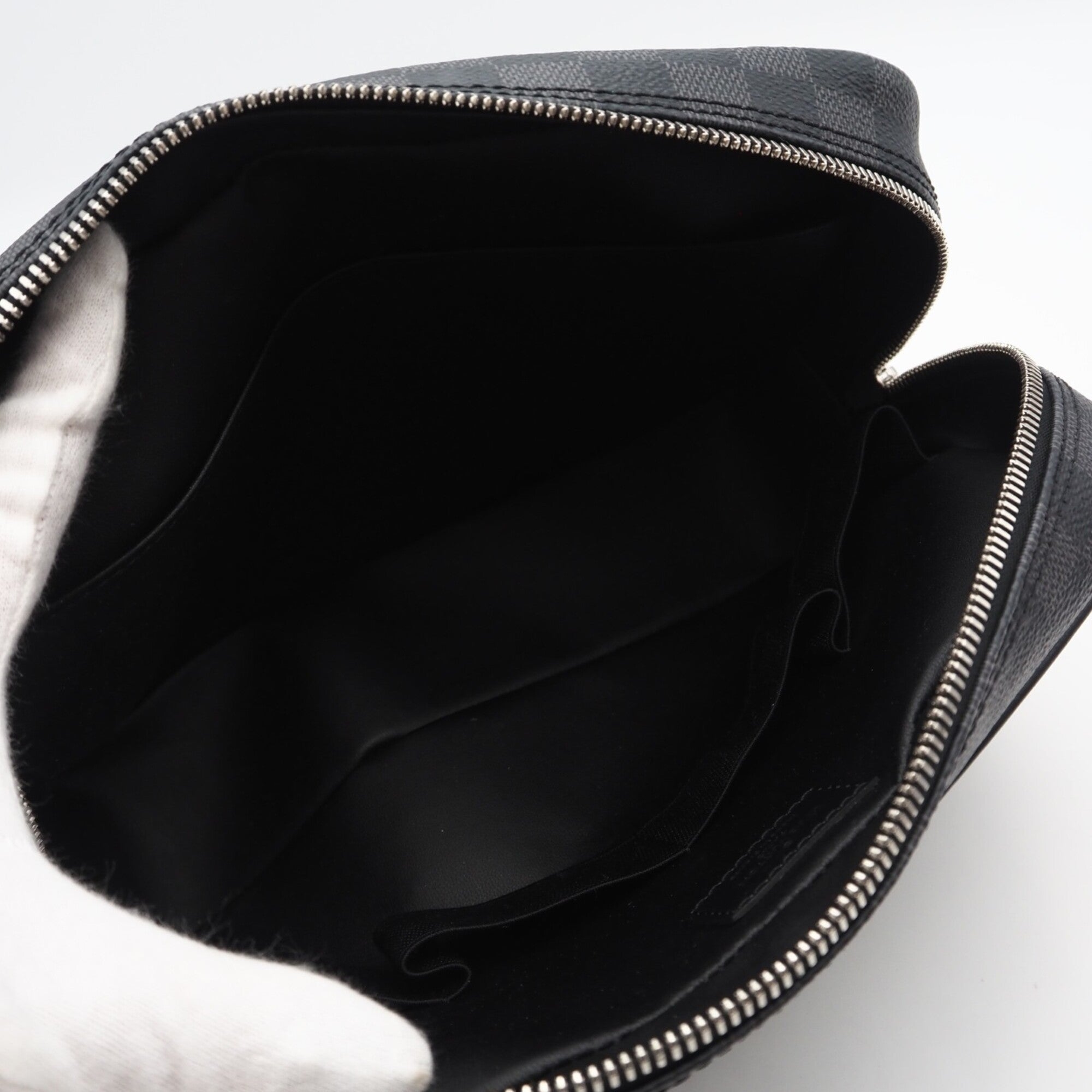 Louis Vuitton Black Gray Coated Canvas Leather Clutch Bag (Pre-Owned)