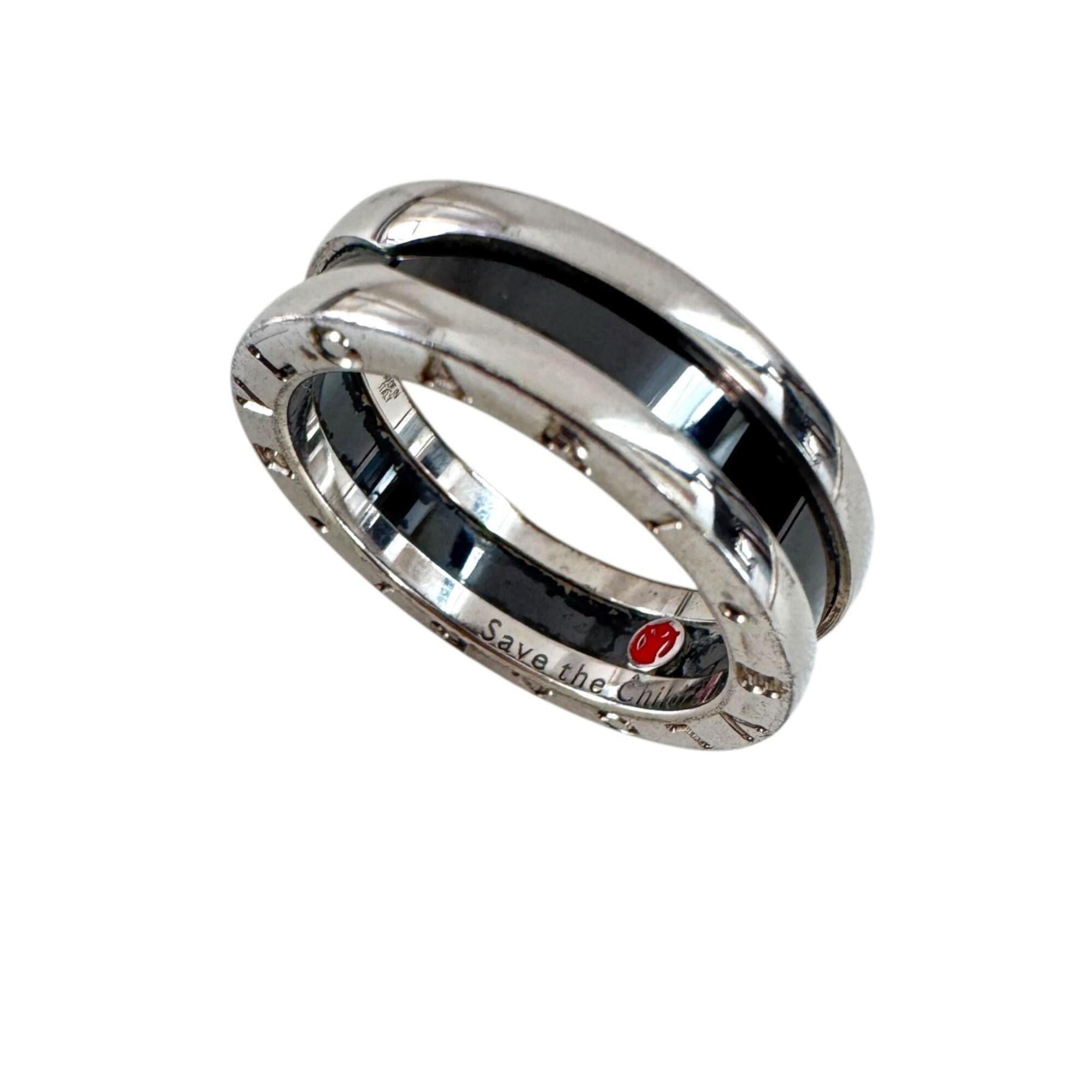 Bvlgari Silver Black Silver 925 Band Ring (Pre-Owned)