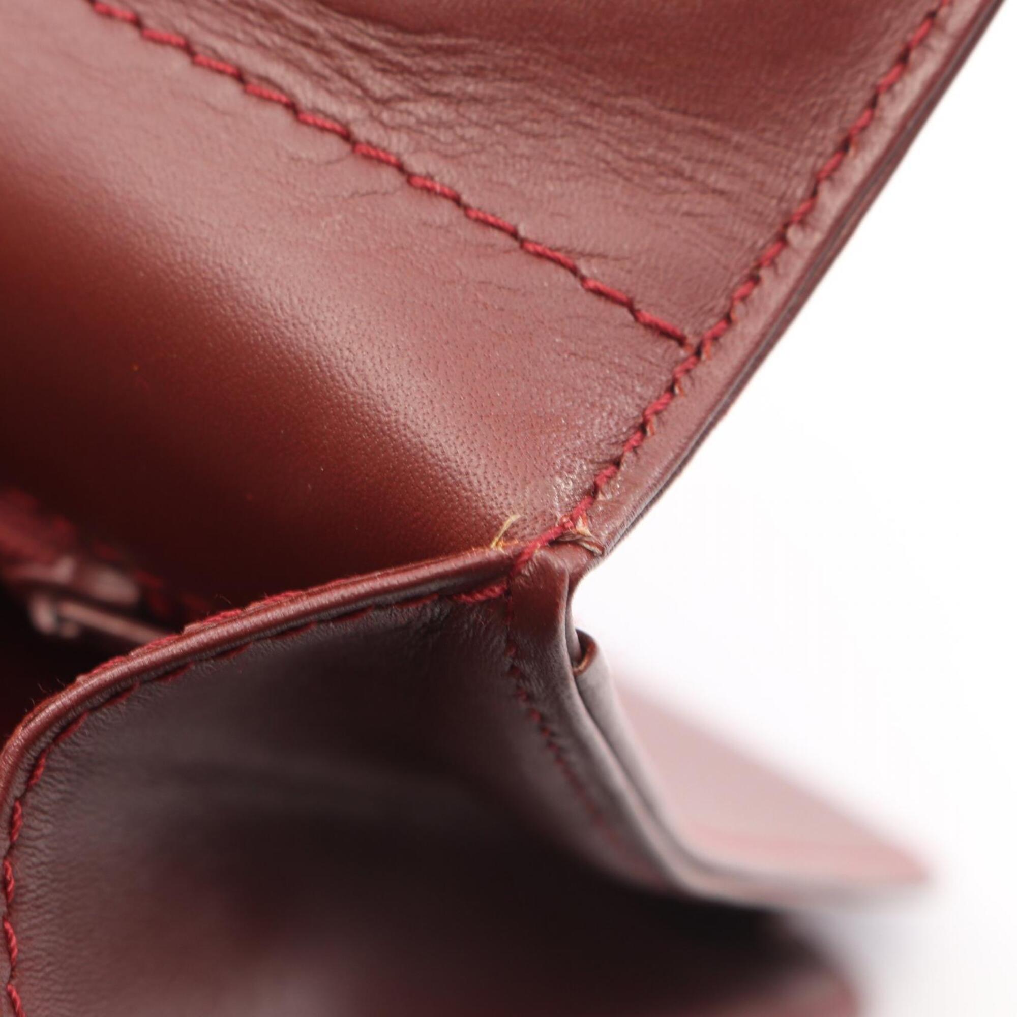 Cartier Bordeaux Leather Clutch Bag Handbag (Pre-Owned)