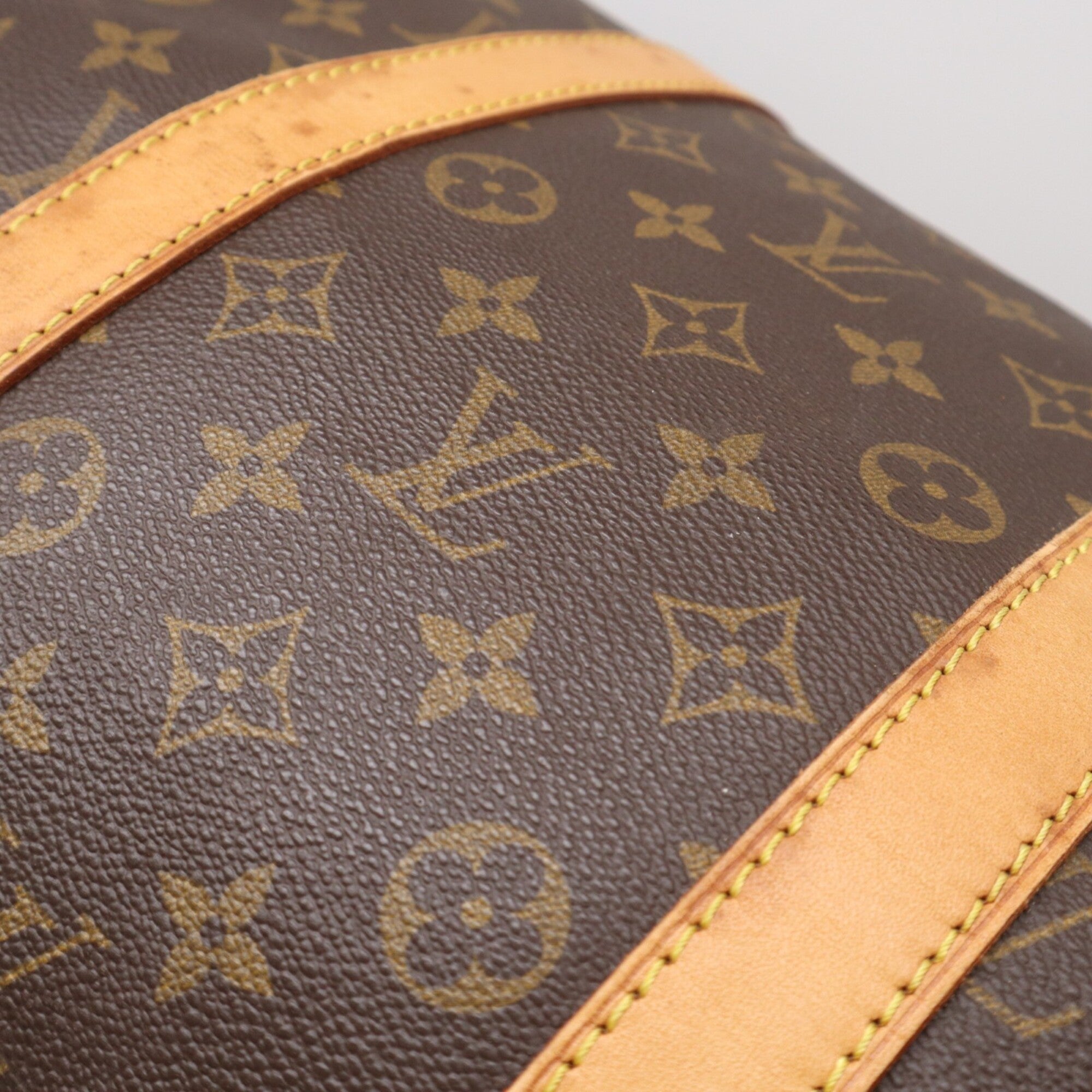 Louis Vuitton Beige Blue Brown Monogram Coated Canvas Leather Boston Bag Handbag (Pre-Owned)