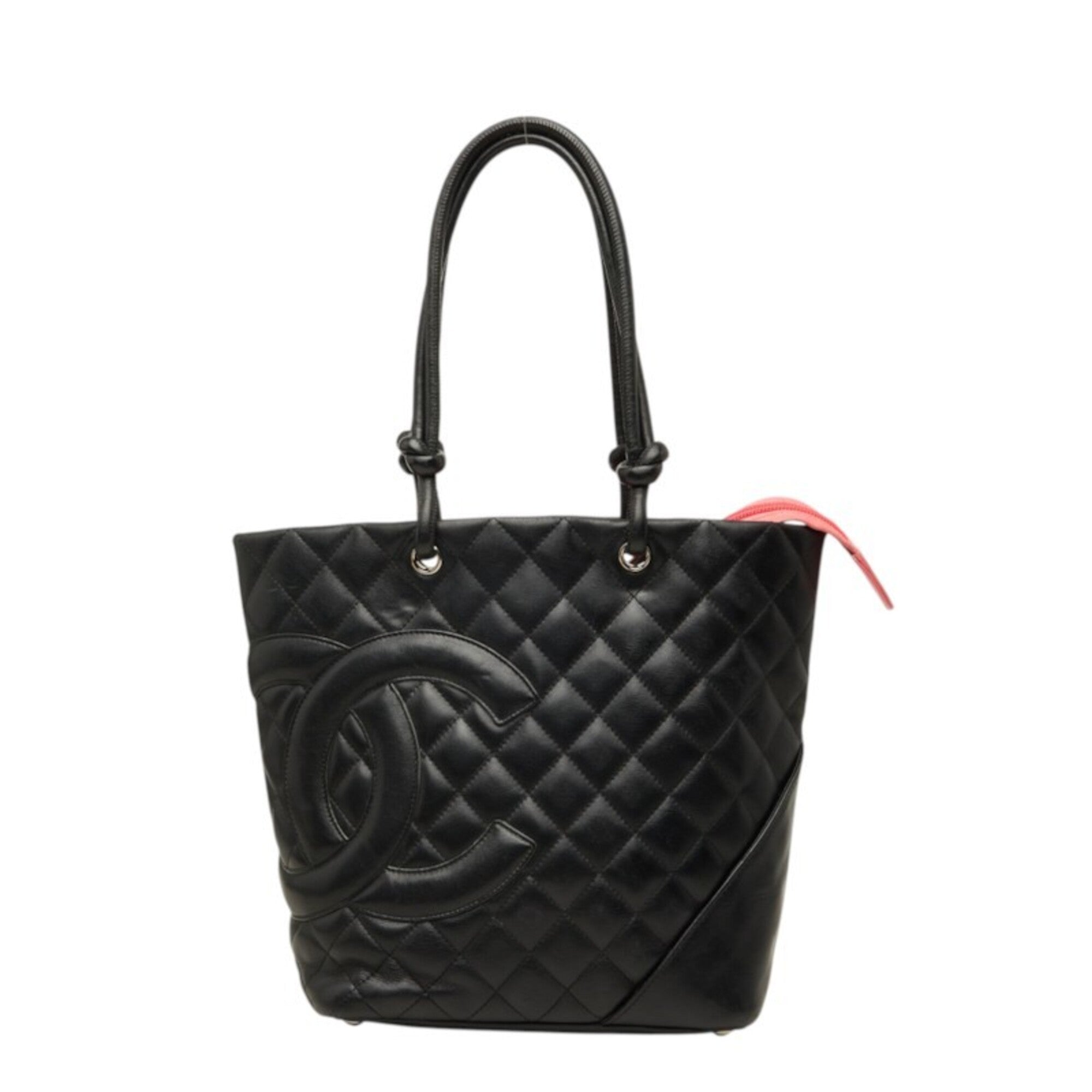 Chanel Black Pink Leather Handbag Tote Bag (Pre-Owned)