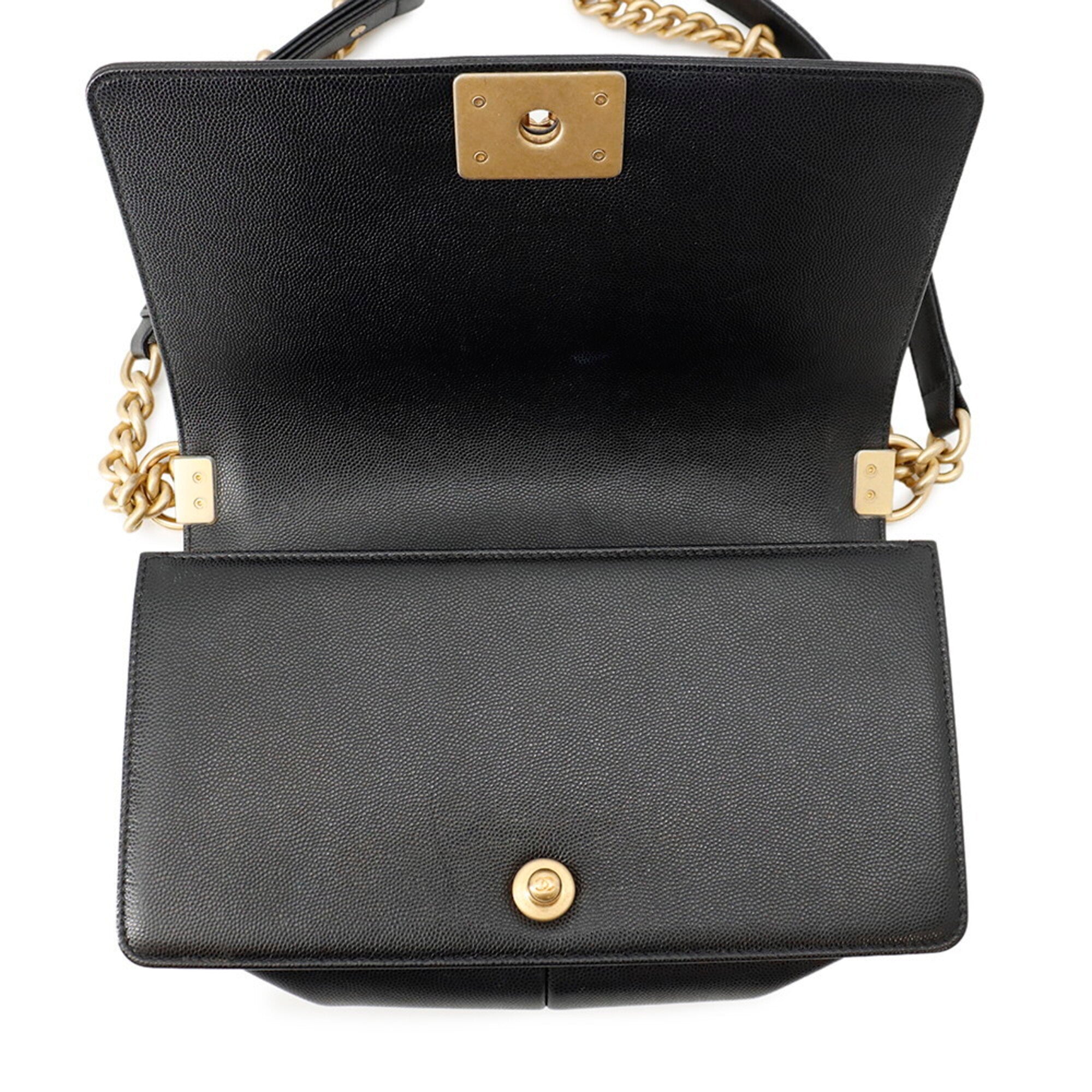 Chanel Matelasse Black Grained Calfskin Handbag Shoulder Bag (Pre-Owned)