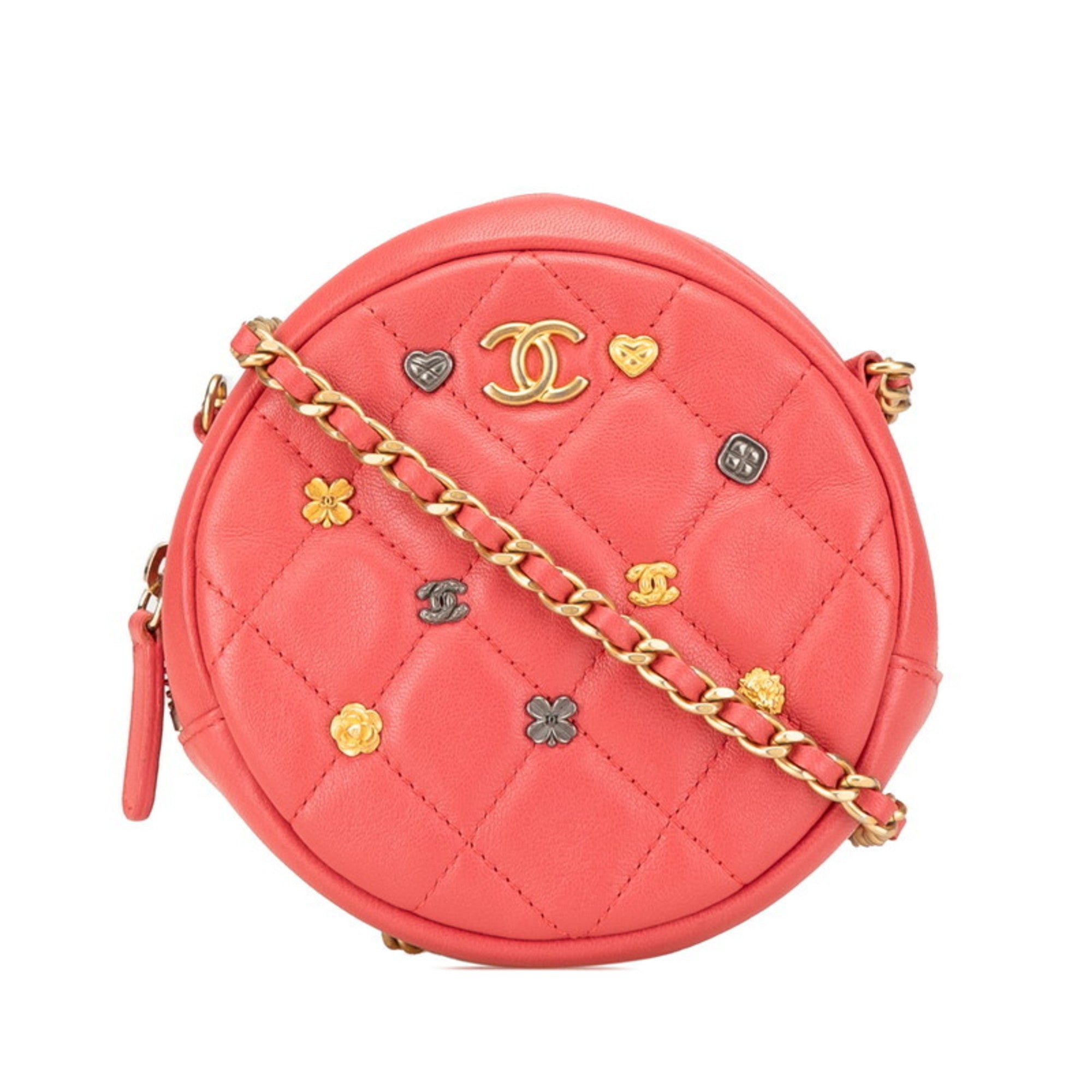 Chanel Red Color Leather Shoulder Bag (Pre-Owned)