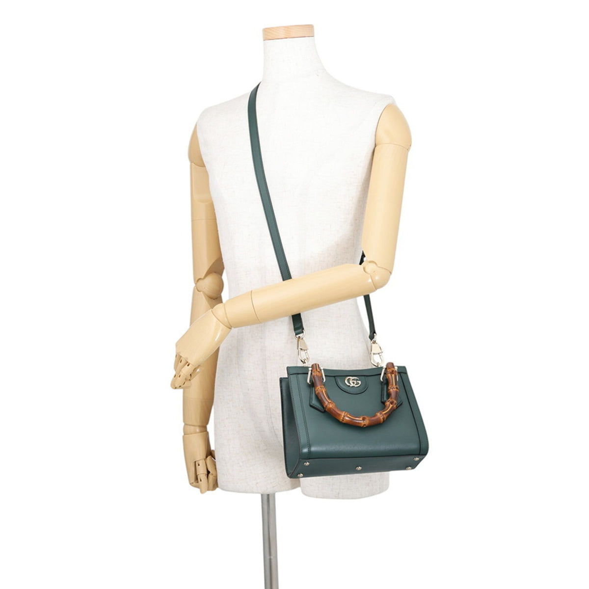 Gucci Bamboo Green Bamboo Leather Handbag Shoulder Bag (Pre-Owned)