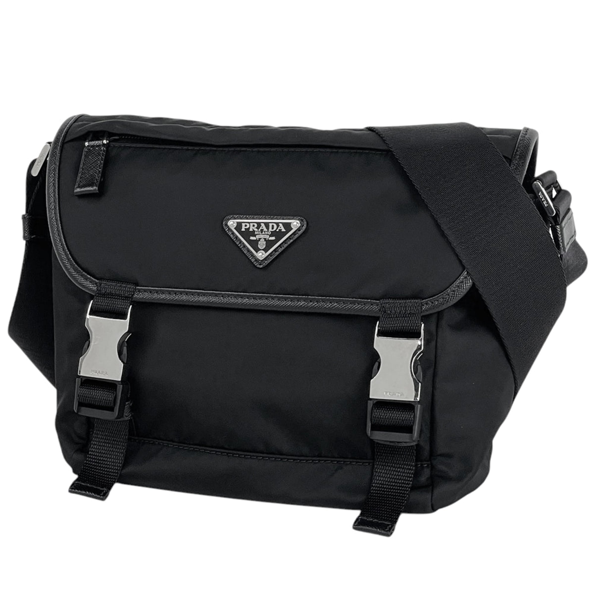 Prada Black Nylon Leather Shoulder Bag (Pre-Owned)