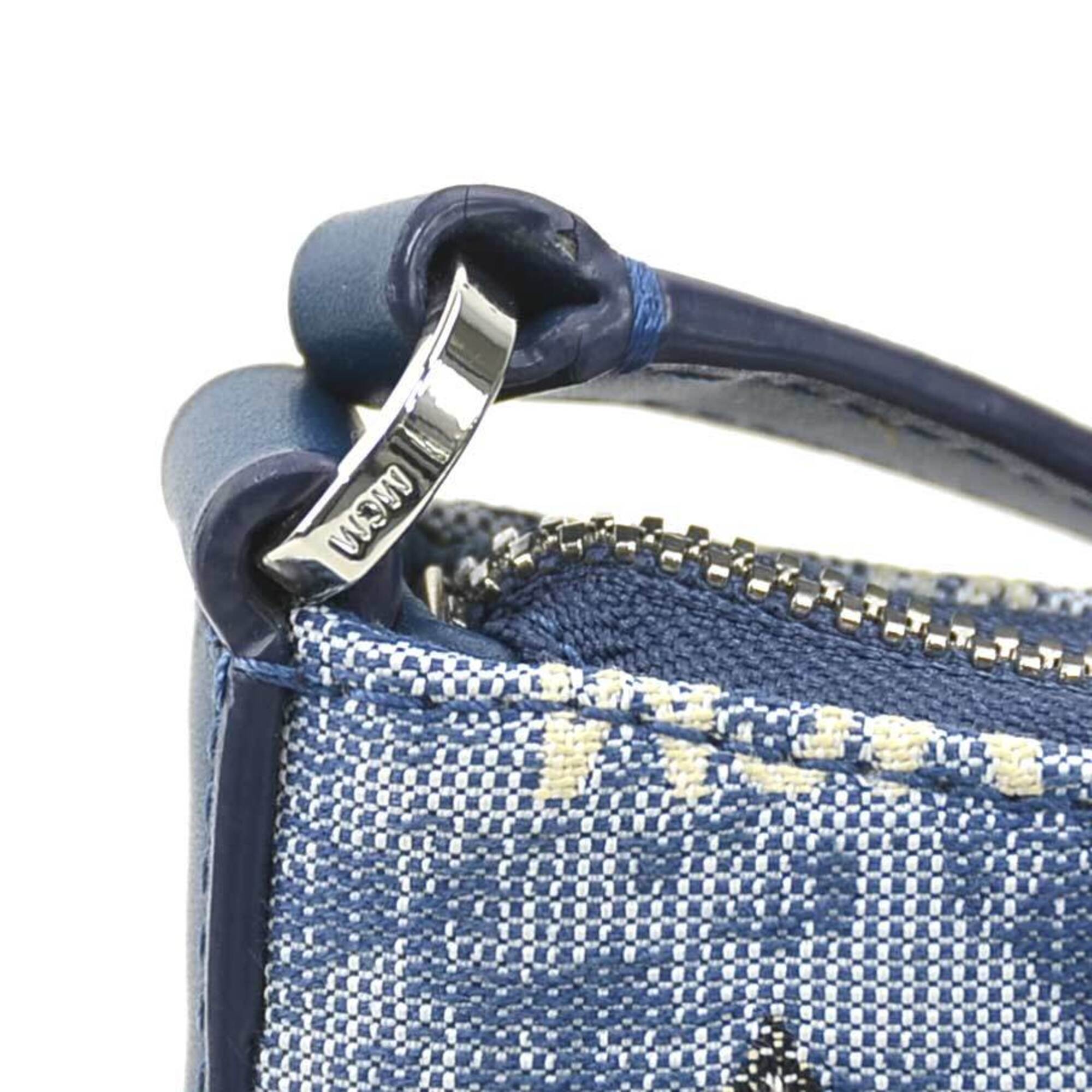 Mcm Blue Canvas Leather Shoulder Bag (Pre-Owned)