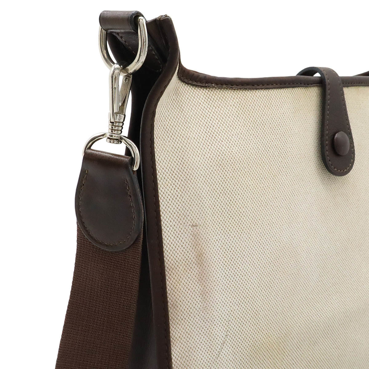 Hermes Dark Brown Natural Toile H Leather Shoulder Bag (Pre-Owned)