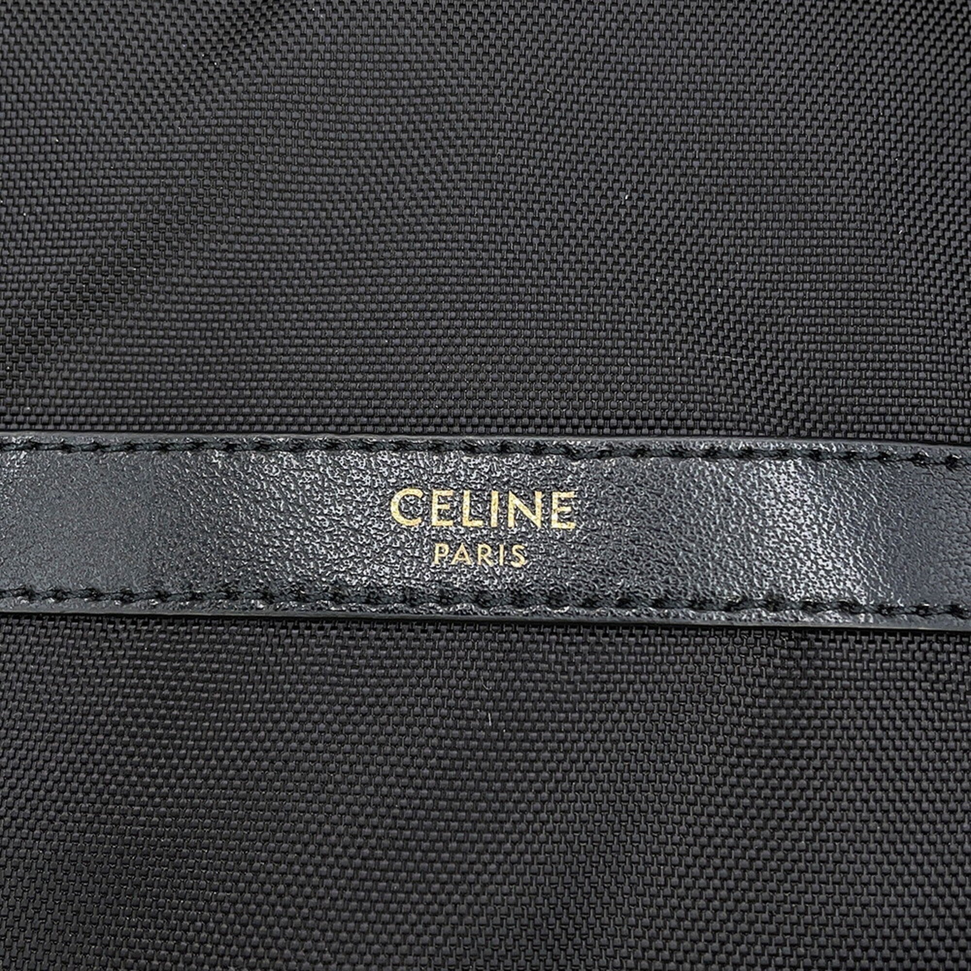 Celine Black White Nylon Canvas Leather Backpack (Pre-Owned)