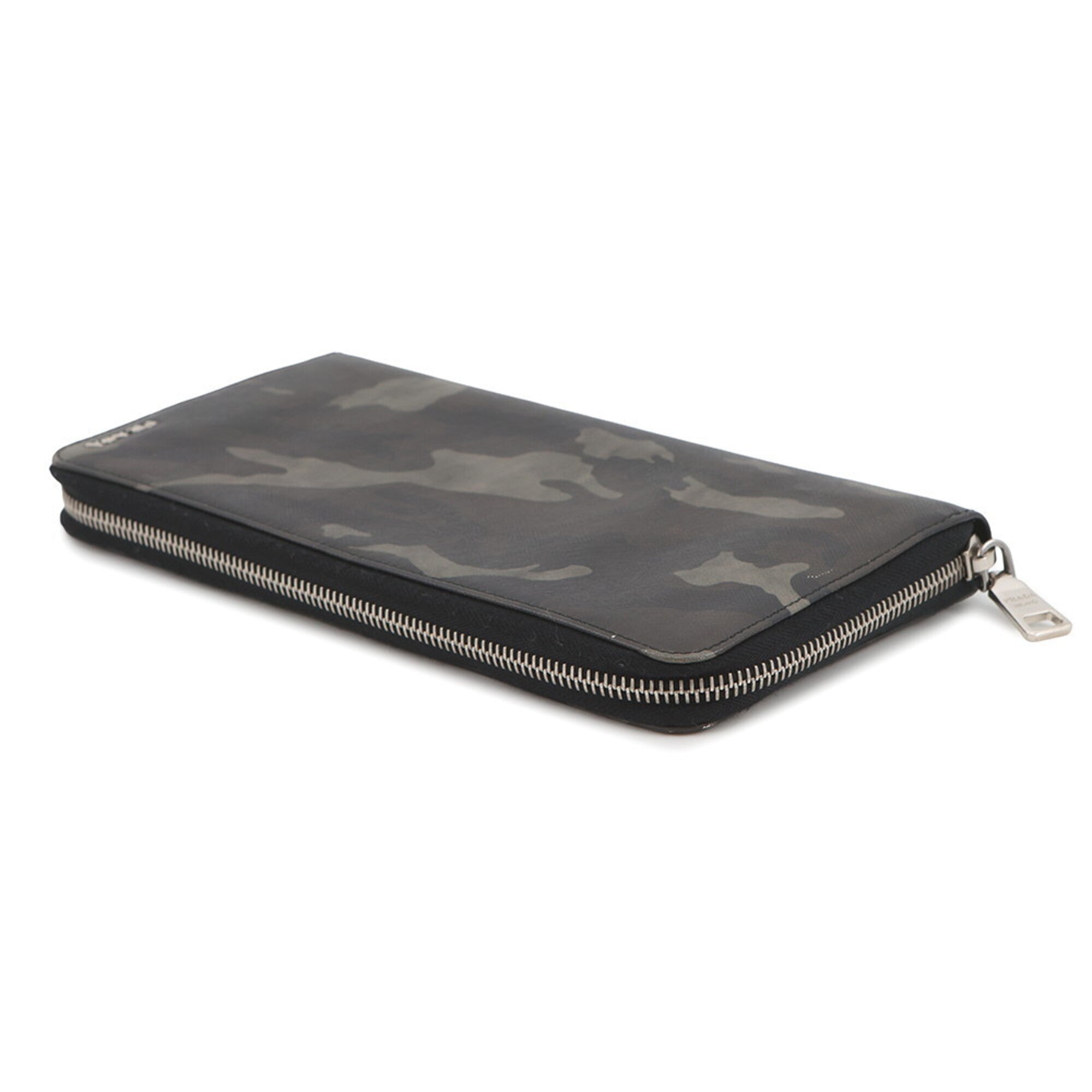 Prada Beige Black Brown Leather Long Wallet (Bi-Fold) (Pre-Owned)