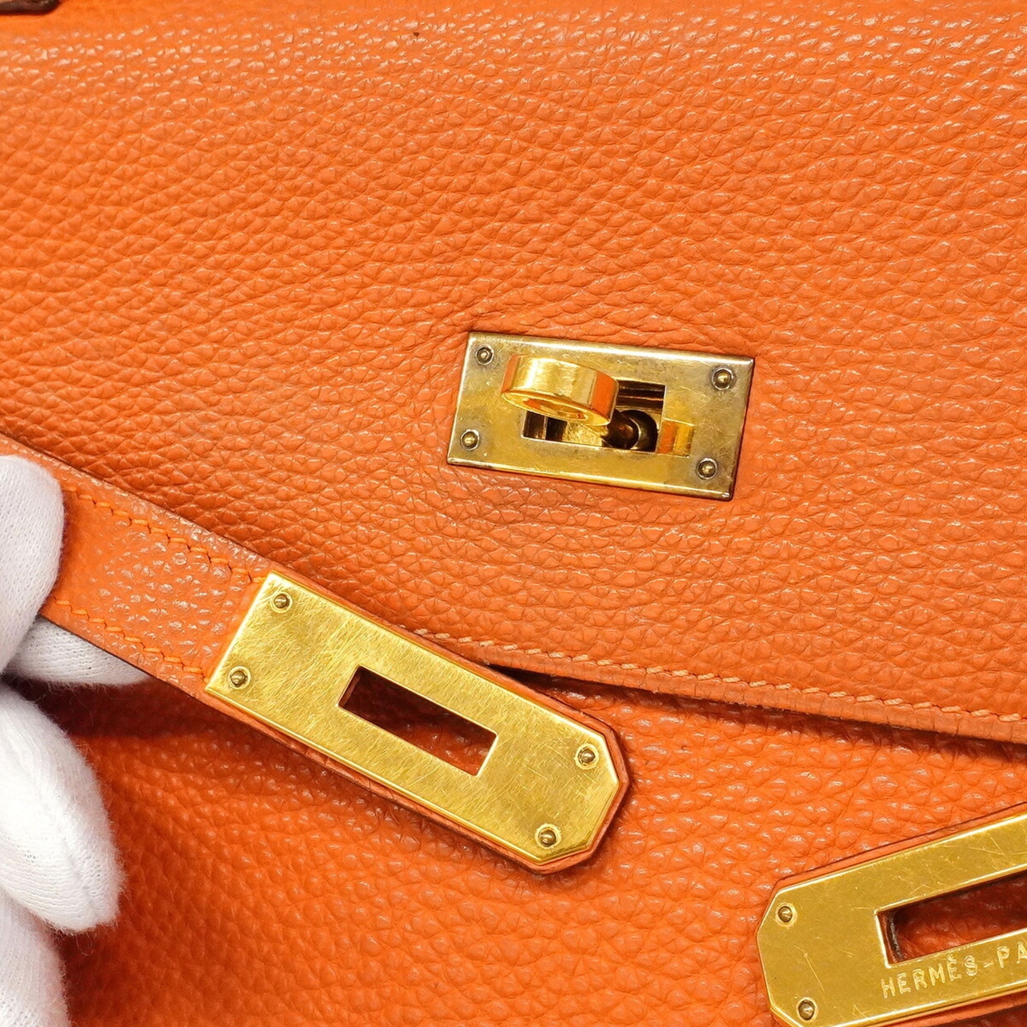 Hermes Orange Togo Leather Handbag (Pre-Owned)
