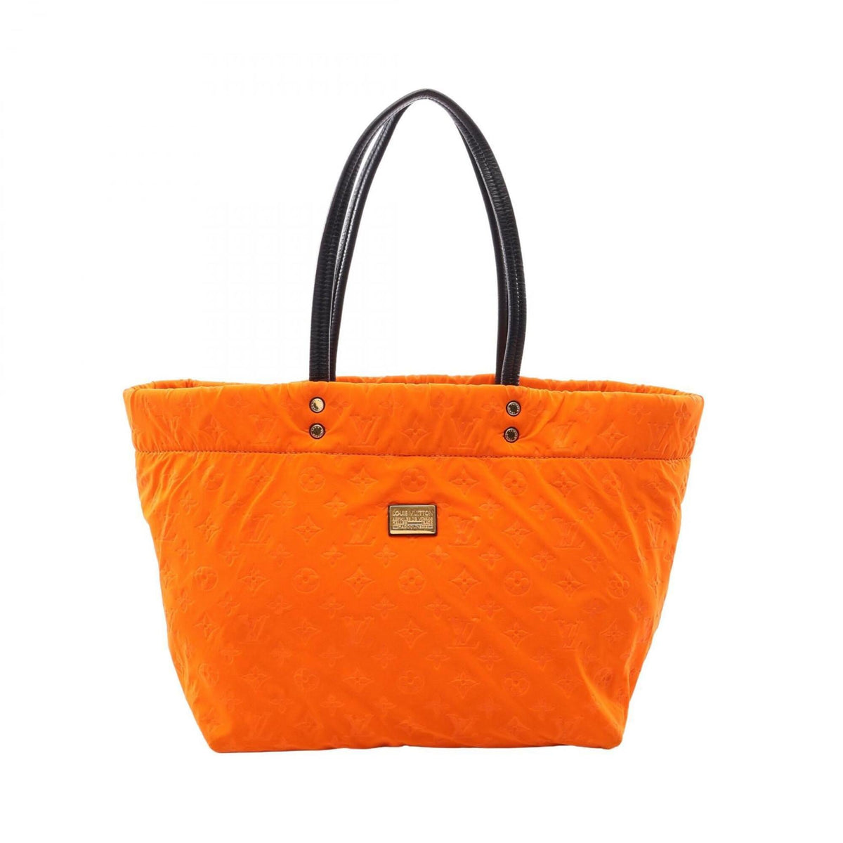 Louis Vuitton Black Lv Orange Orange Leather Microfiber Handbag Tote Bag (Pre-Owned)