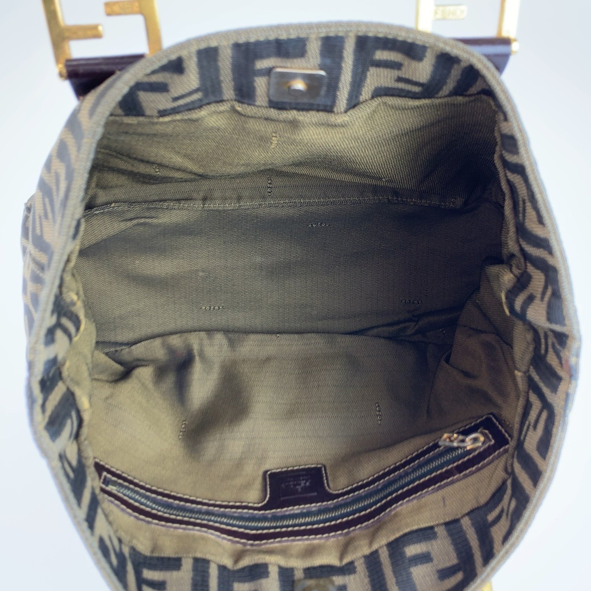 Fendi Brown Canvas Handbag Tote Bag (Pre-Owned)
