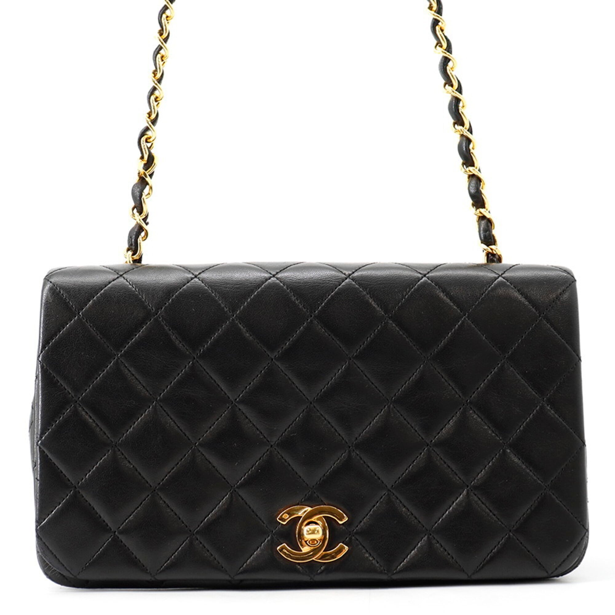 Chanel Black Leather Handbag Shoulder Bag (Pre-Owned)