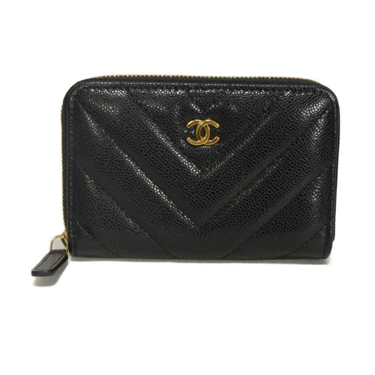 Chanel Black Leather Coin Purse/Coin Case (Pre-Owned)
